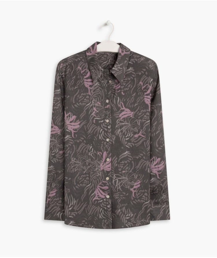 Camisa Puro Linho  Nina Tiger Grafite