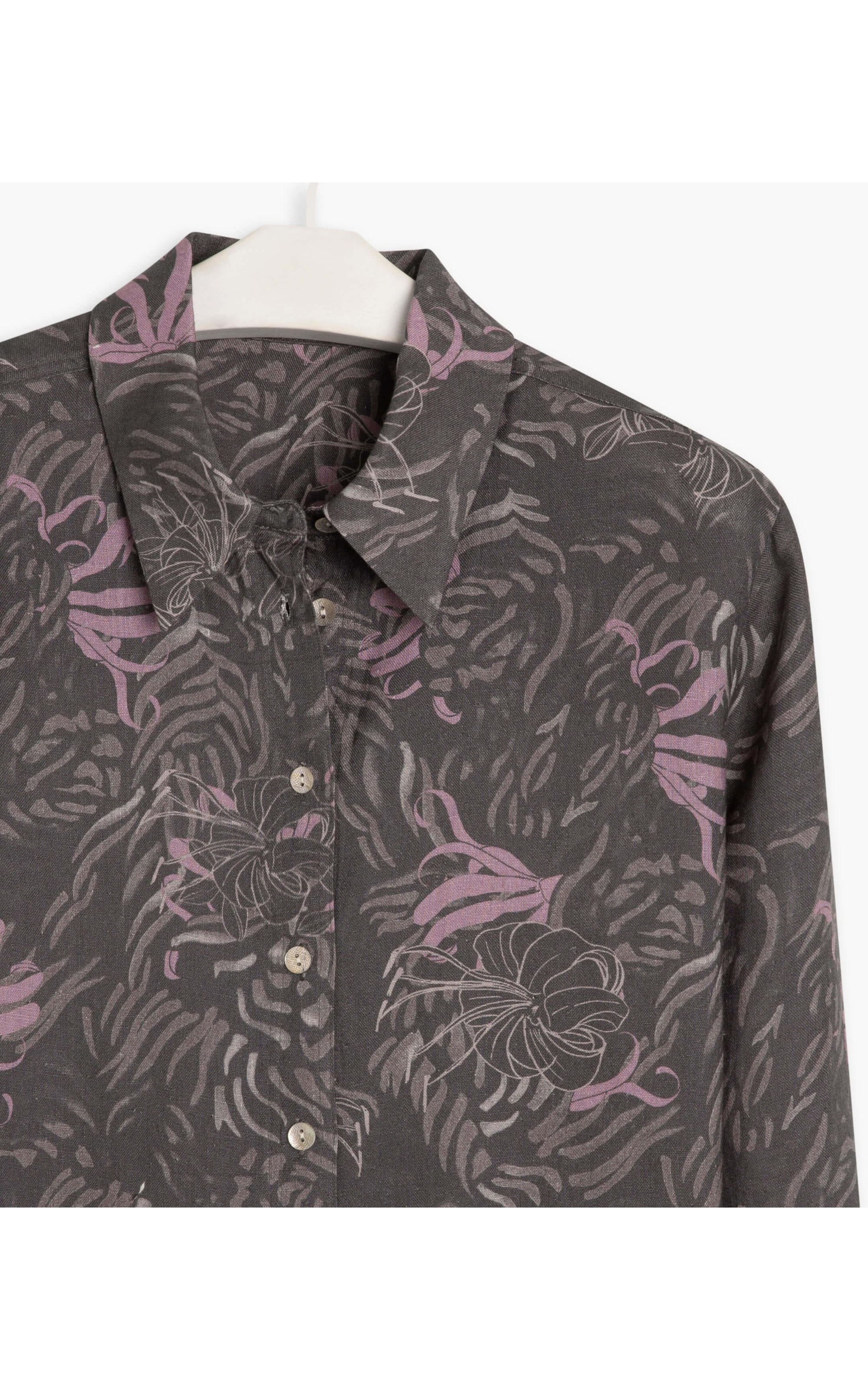 Camisa Puro Linho  Nina Tiger Grafite
