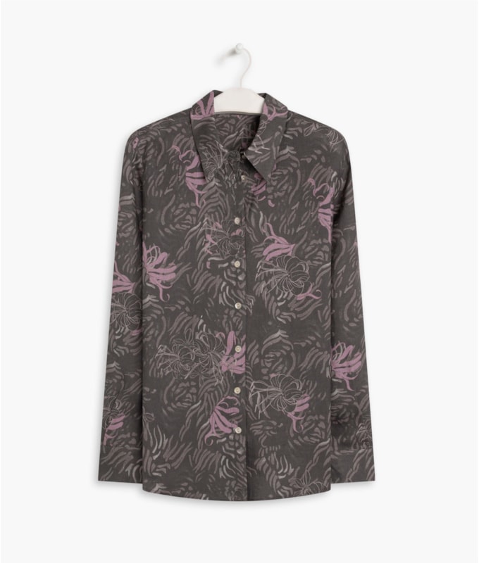 Camisa Puro Linho  Nina Tiger Grafite