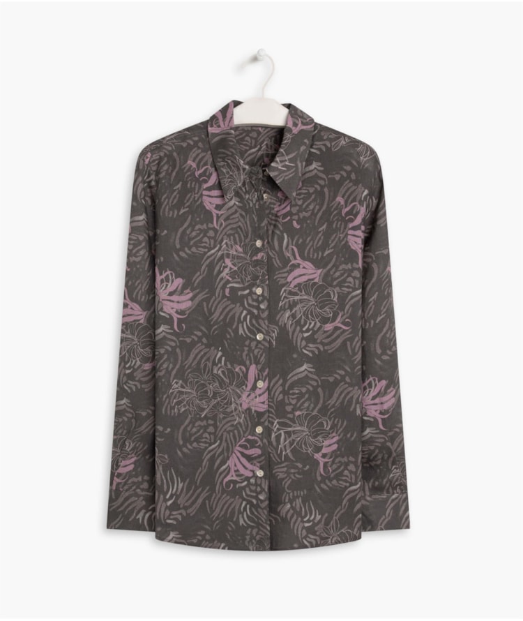 Camisa Puro Linho  Nina Tiger Grafite