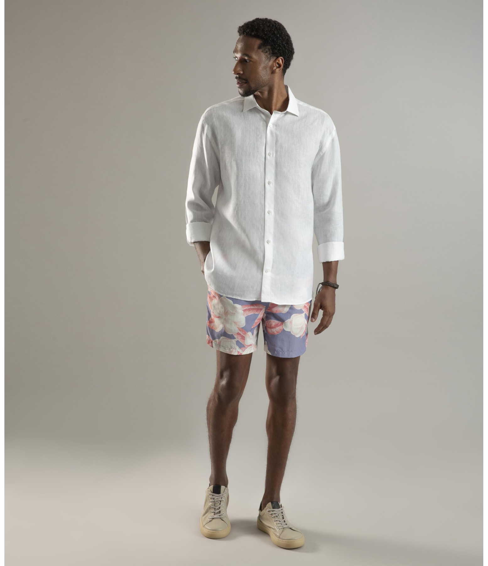 Camisa  Puro Linho  Noruega Ml Masculino Branco