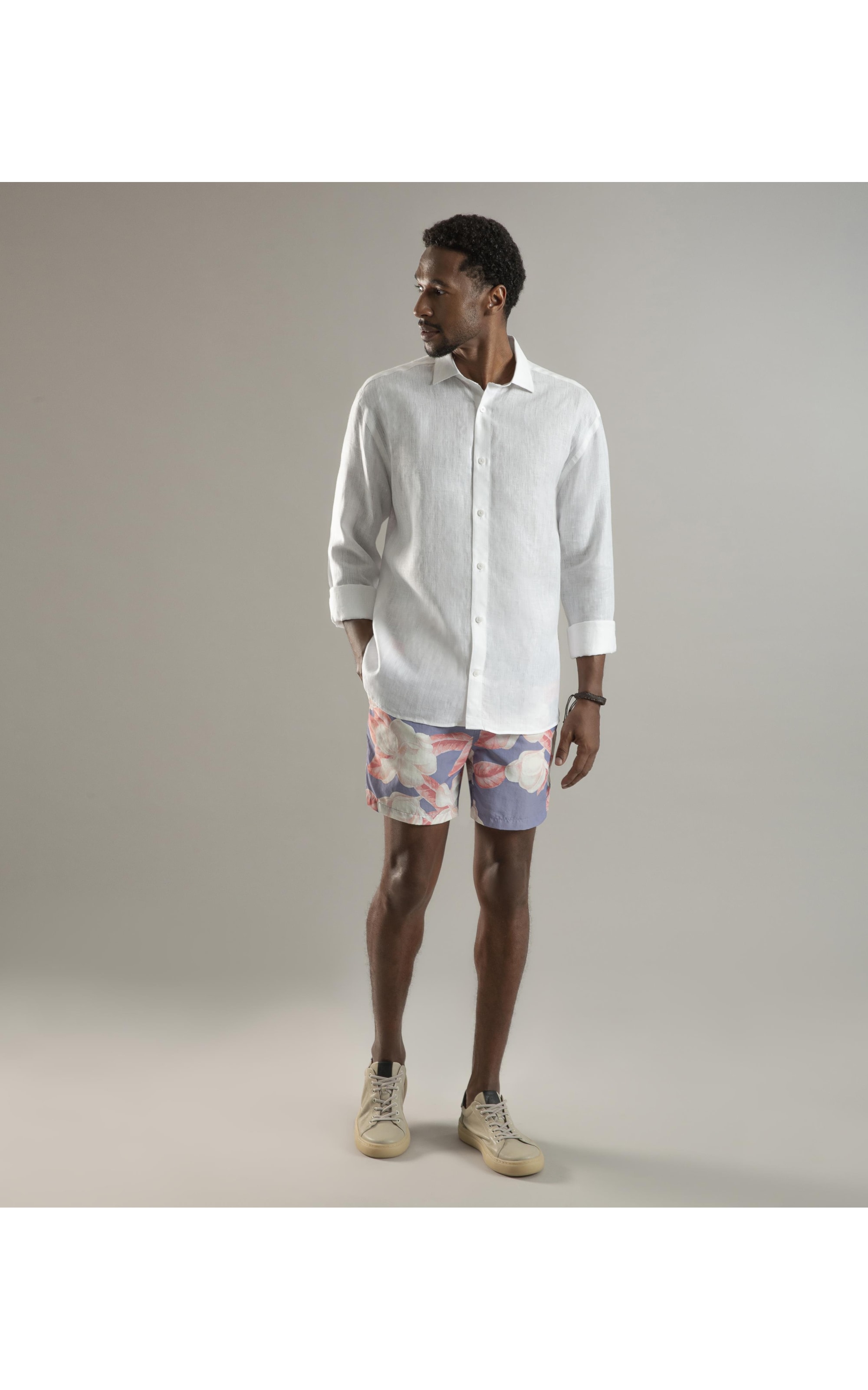 Camisa  Puro Linho  Noruega Ml Masculino Branco