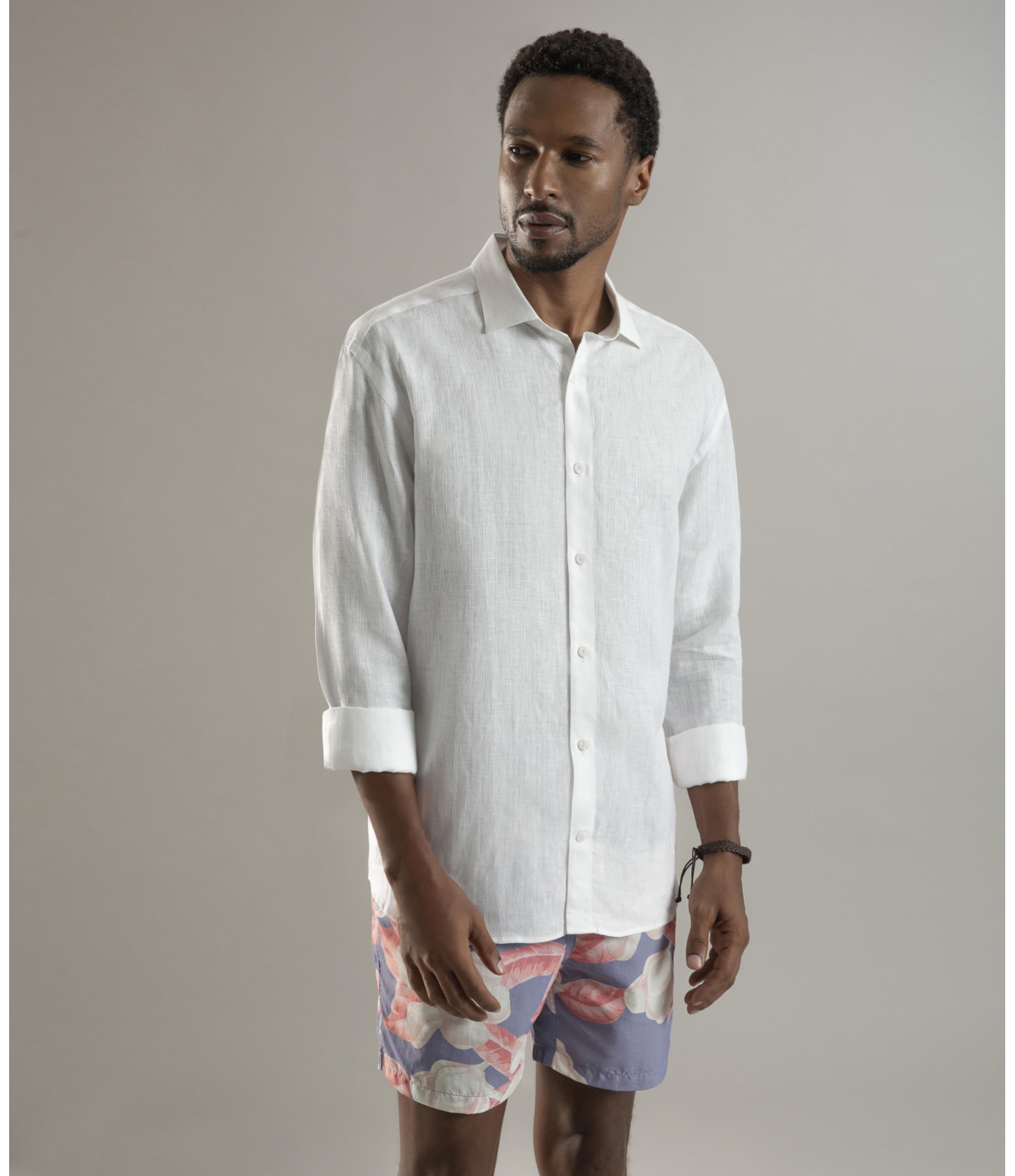 Camisa  Puro Linho  Noruega Ml Masculino Branco