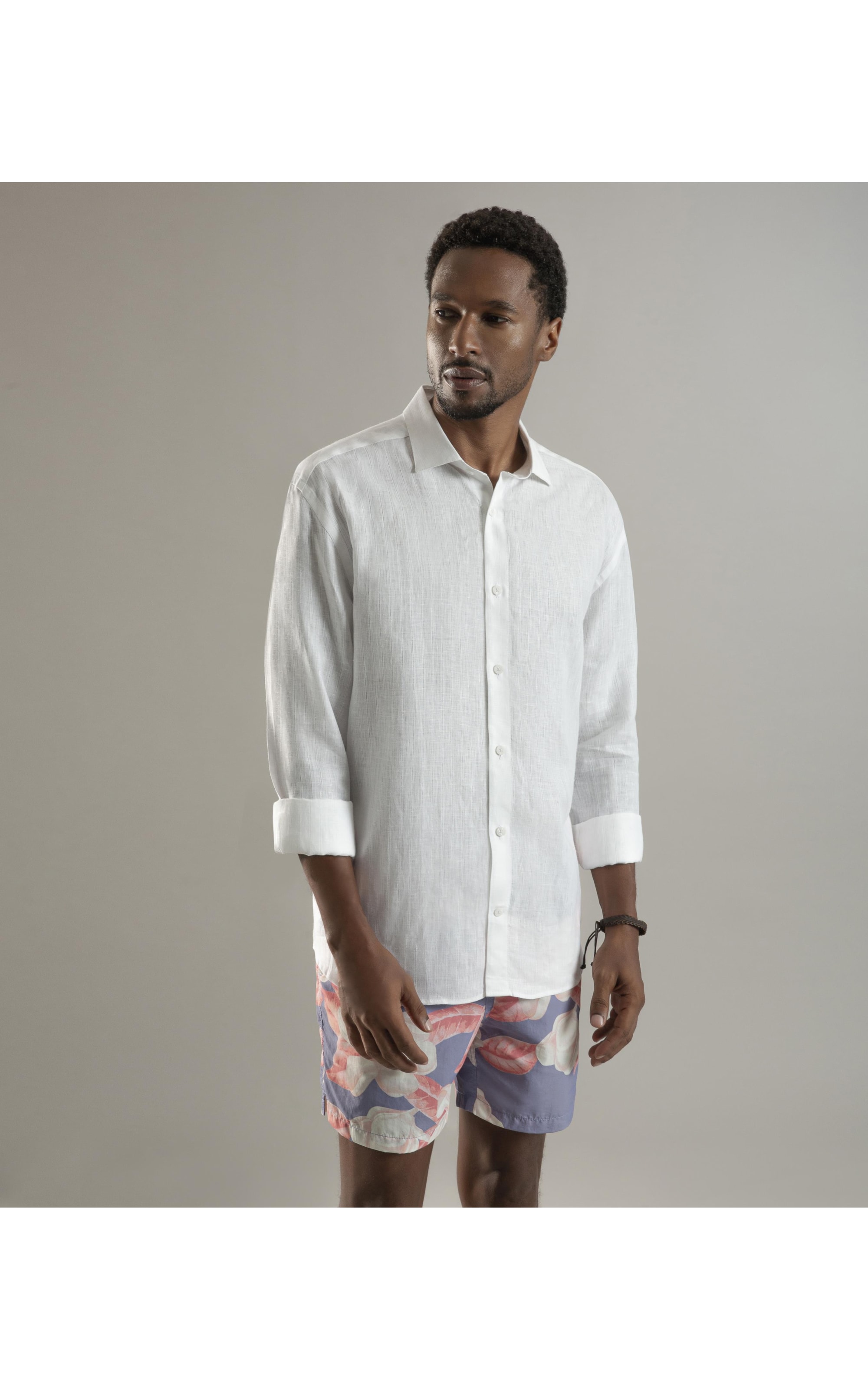 Camisa  Puro Linho  Noruega Ml Masculino Branco