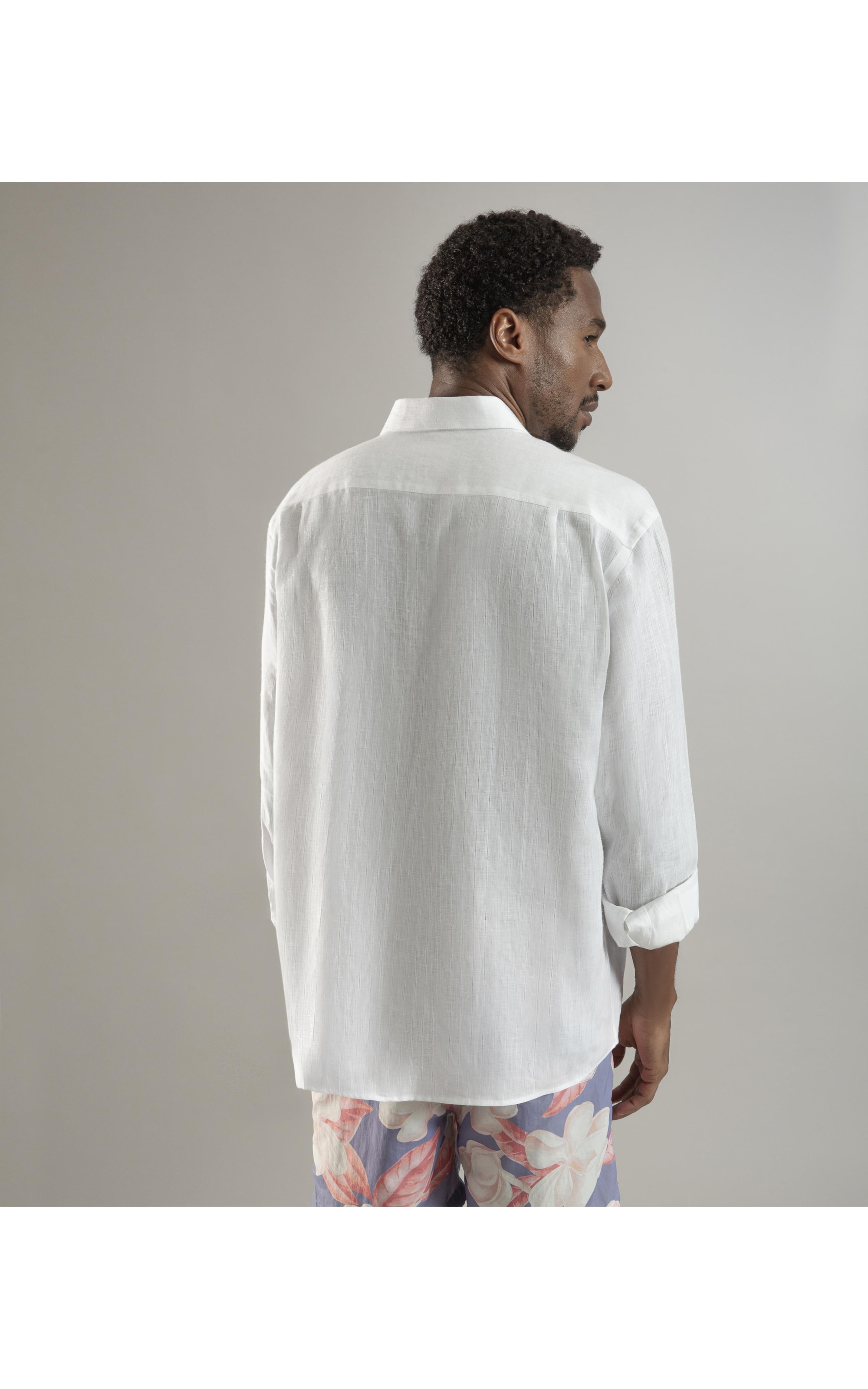 Camisa  Puro Linho  Noruega Ml Masculino Branco