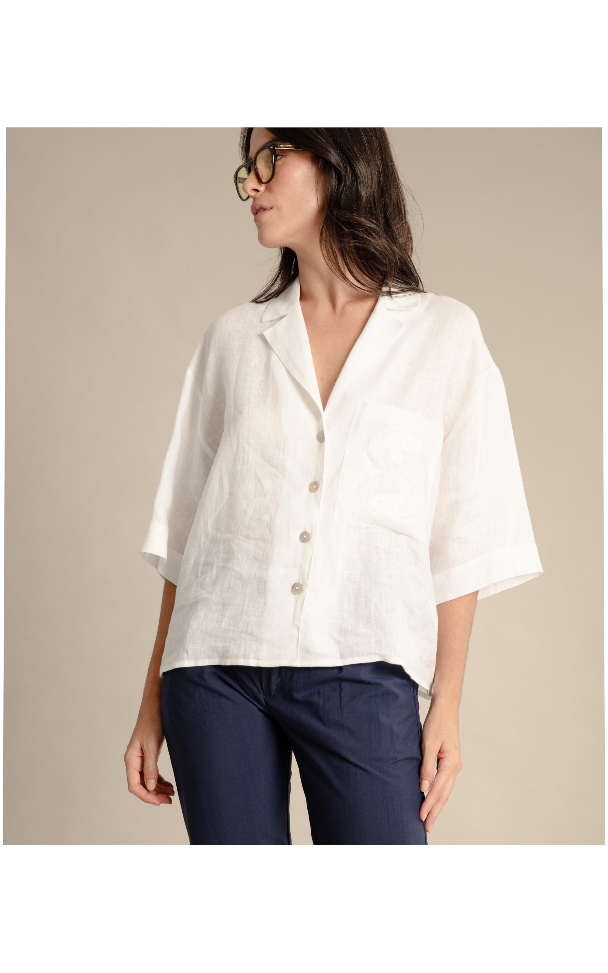Camisa  Puro Linho  Osaka  Azul Seco