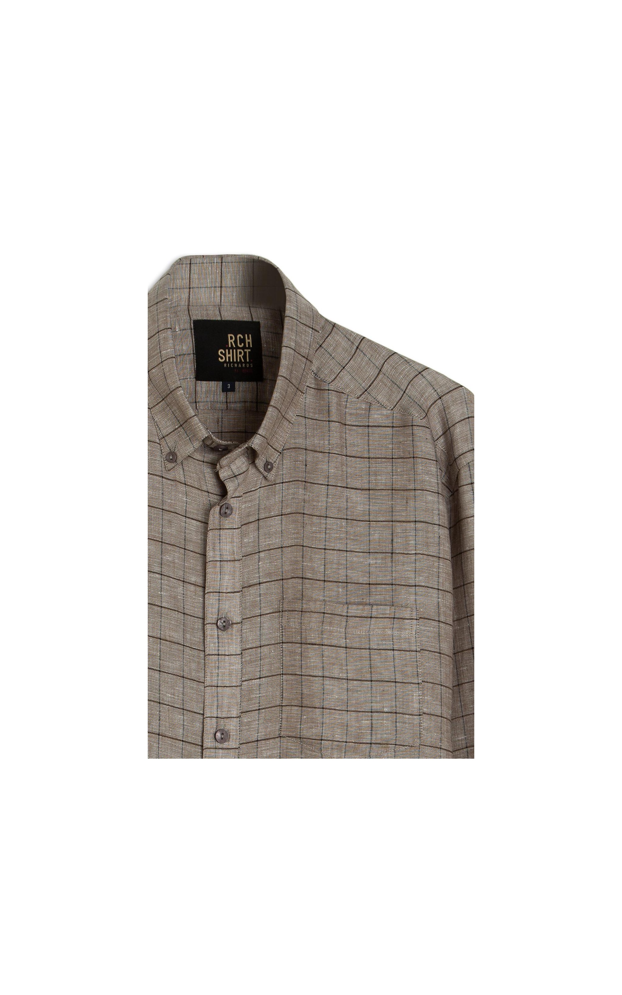 Camisa  Puro Linho  Paulo Ml Cinza Medio