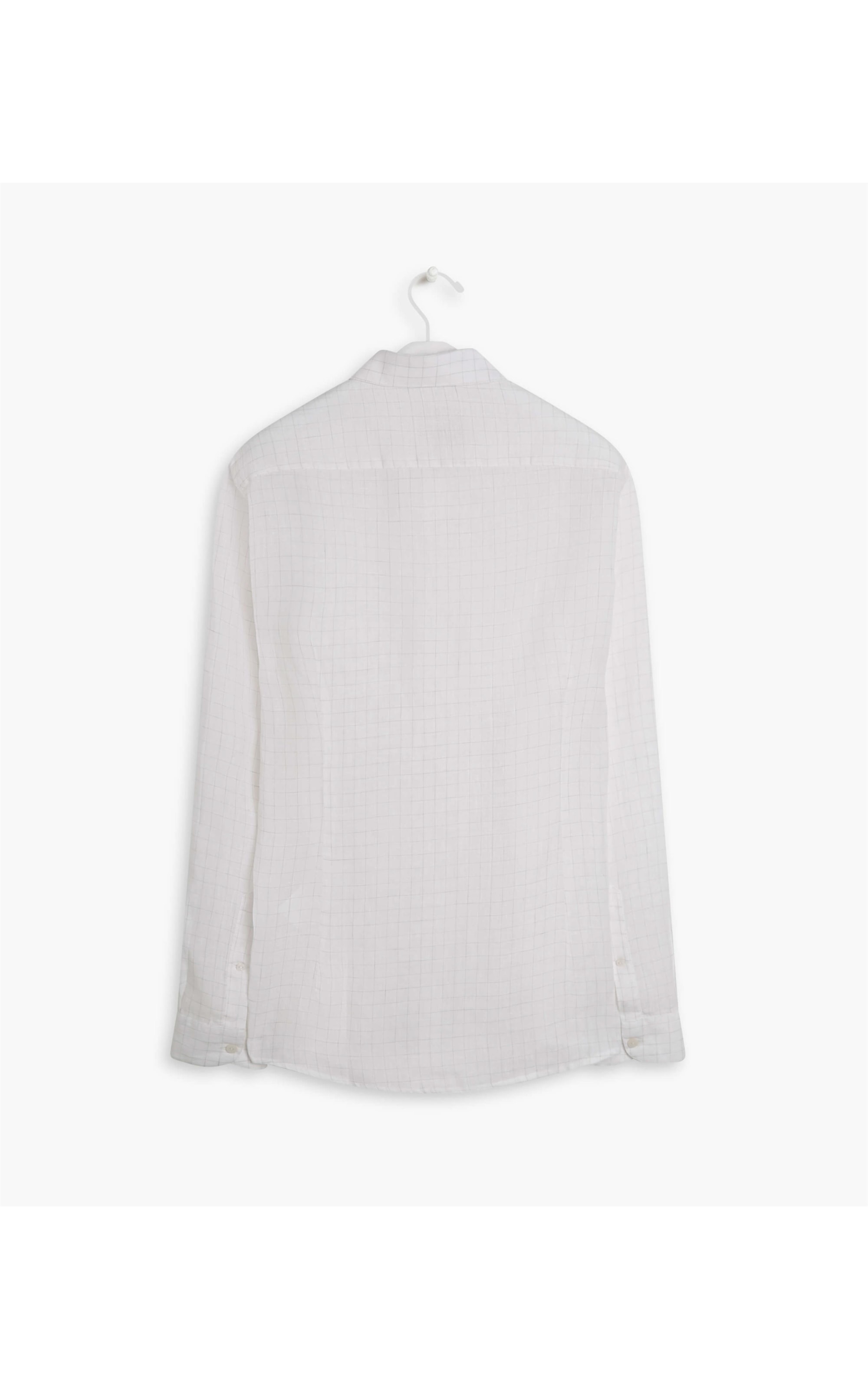 Camisa  Puro Linho Rafi Xadrez Ml Cinza Claro