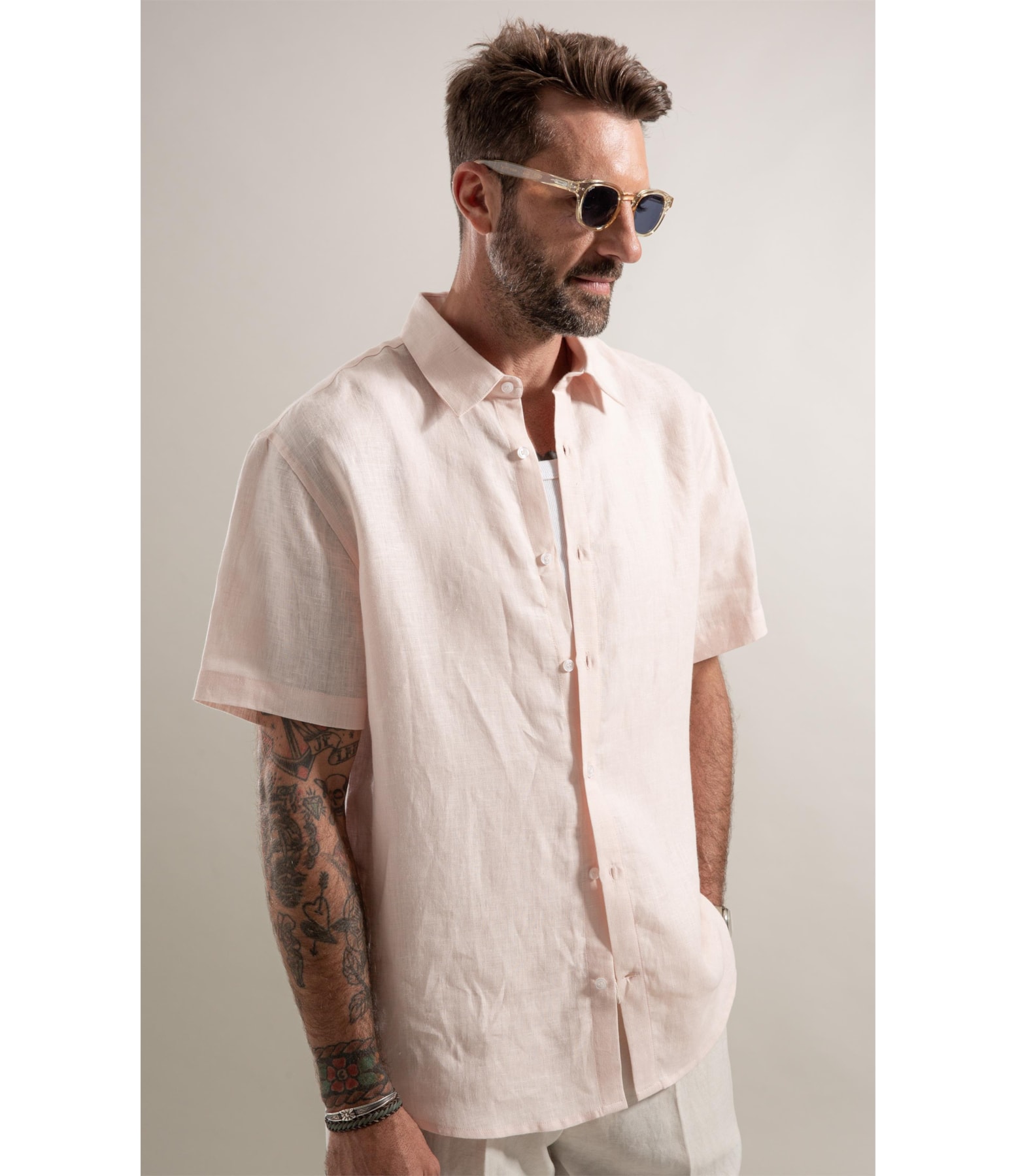 Camisa Puro Linho Rosa