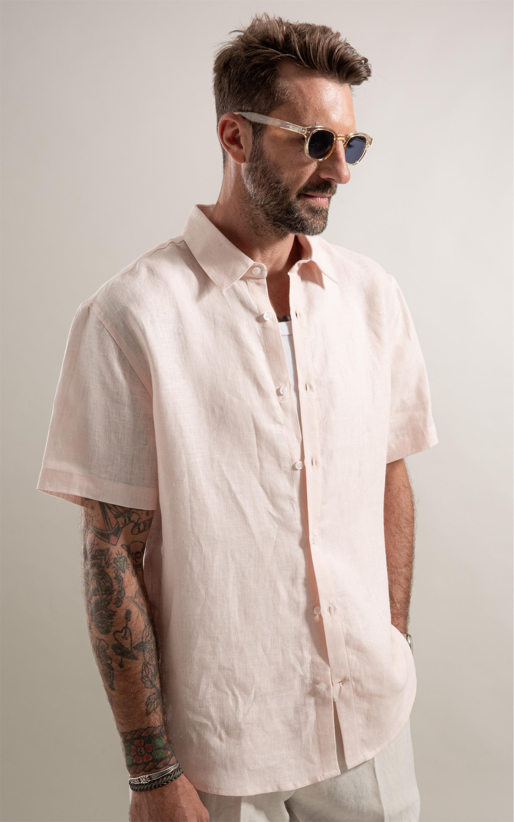 Camisa Puro Linho Rosa