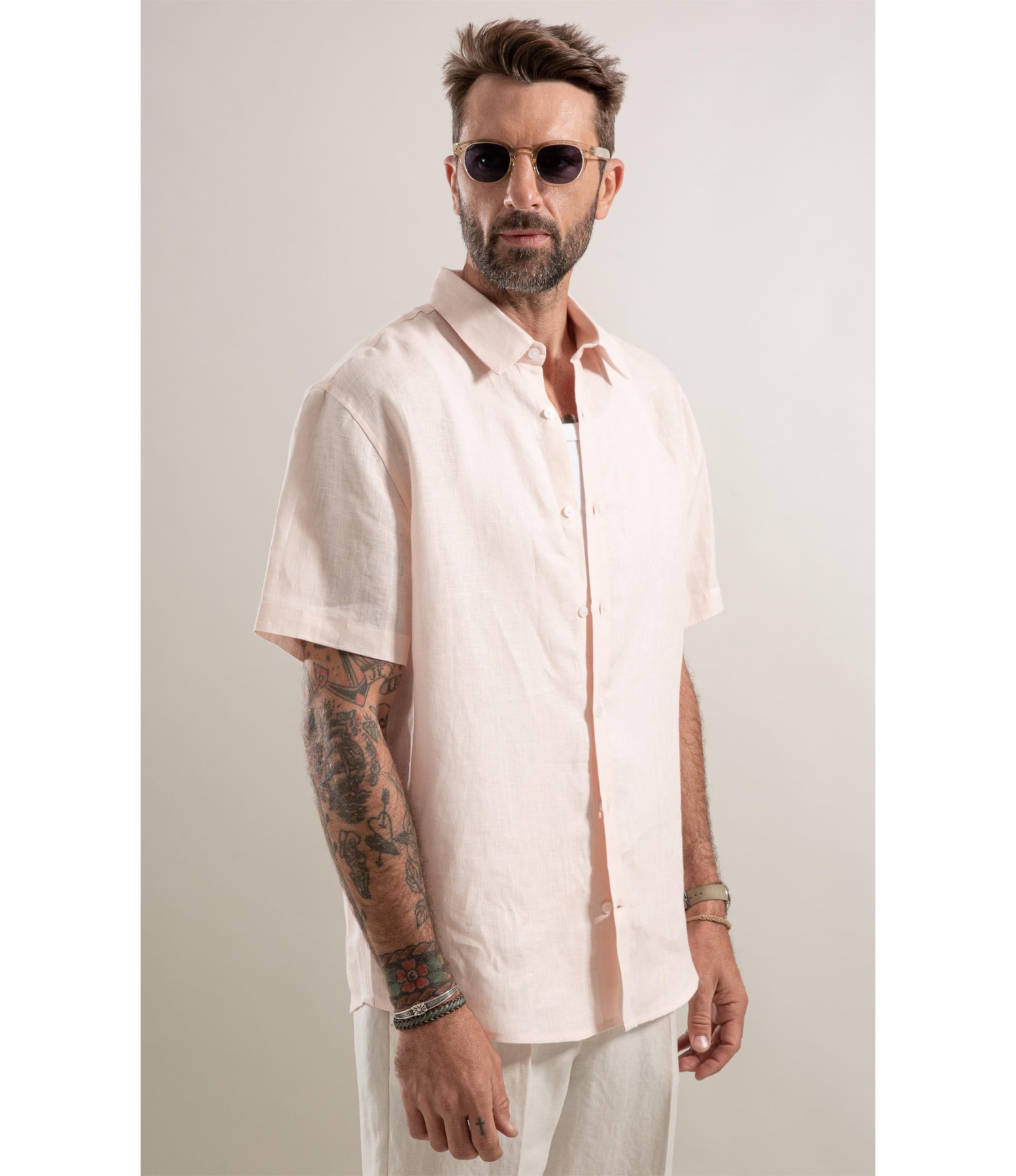 Camisa Puro Linho Rosa