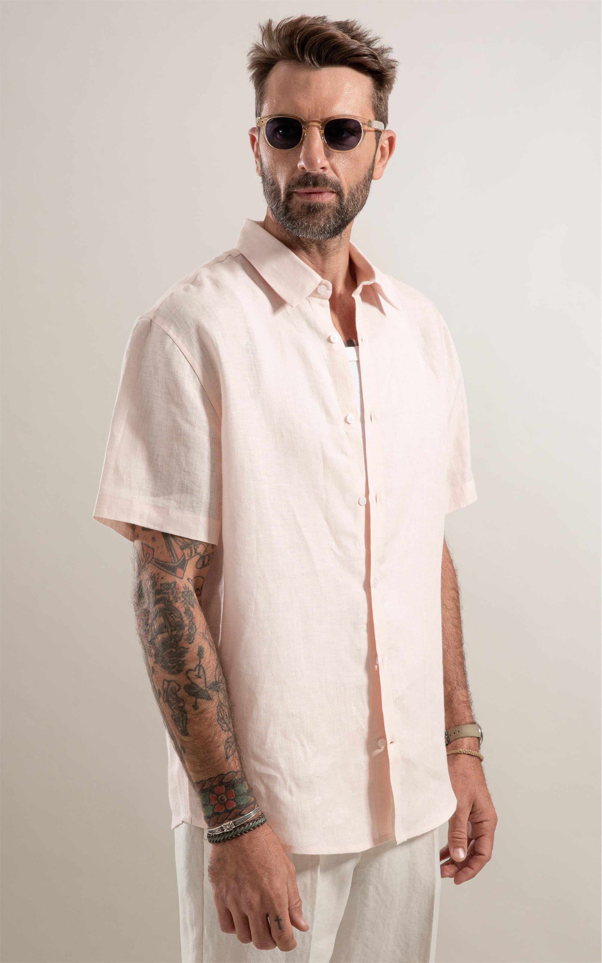 Camisa Puro Linho Rosa