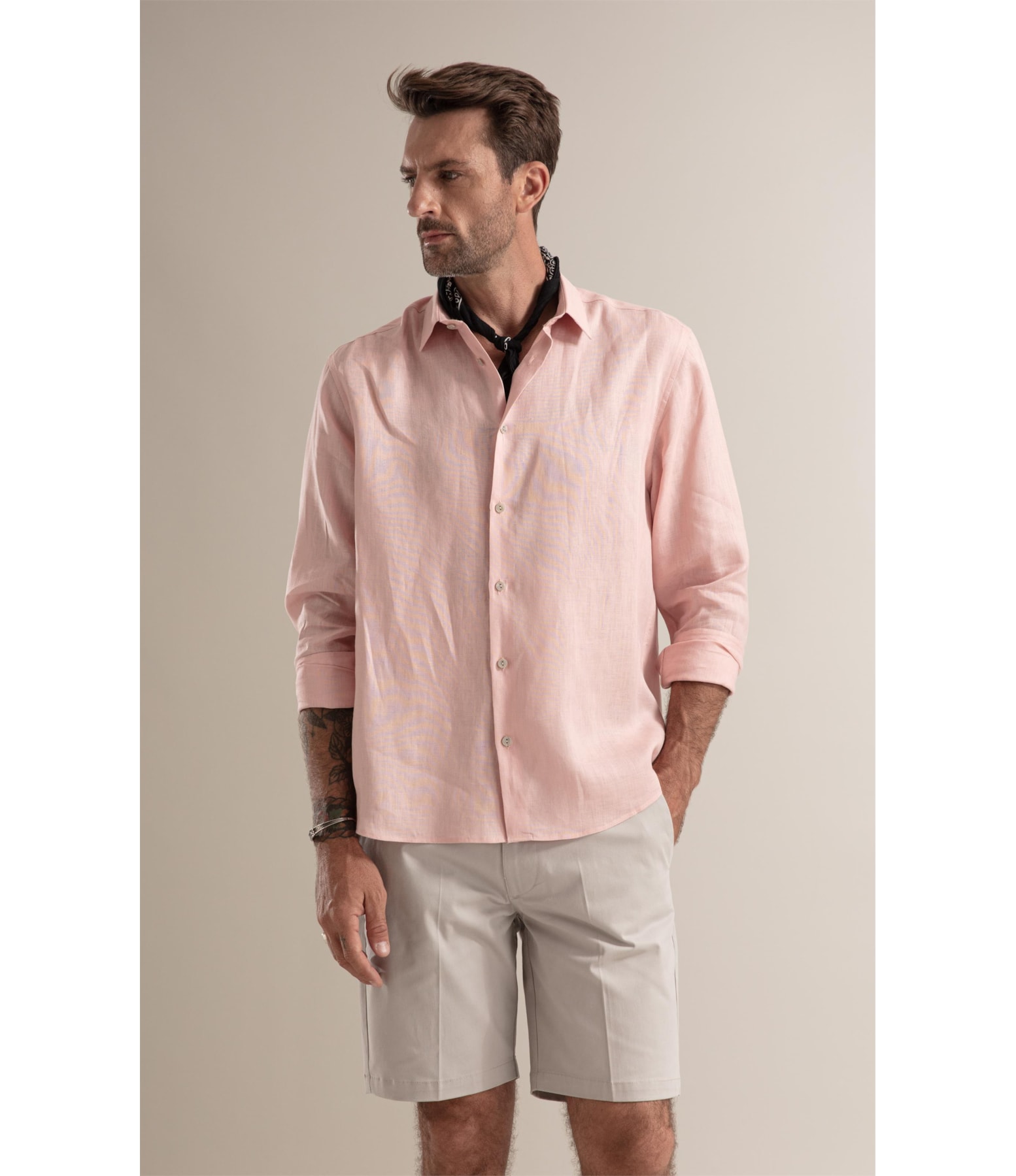 Camisa  Puro Linho Rosa
