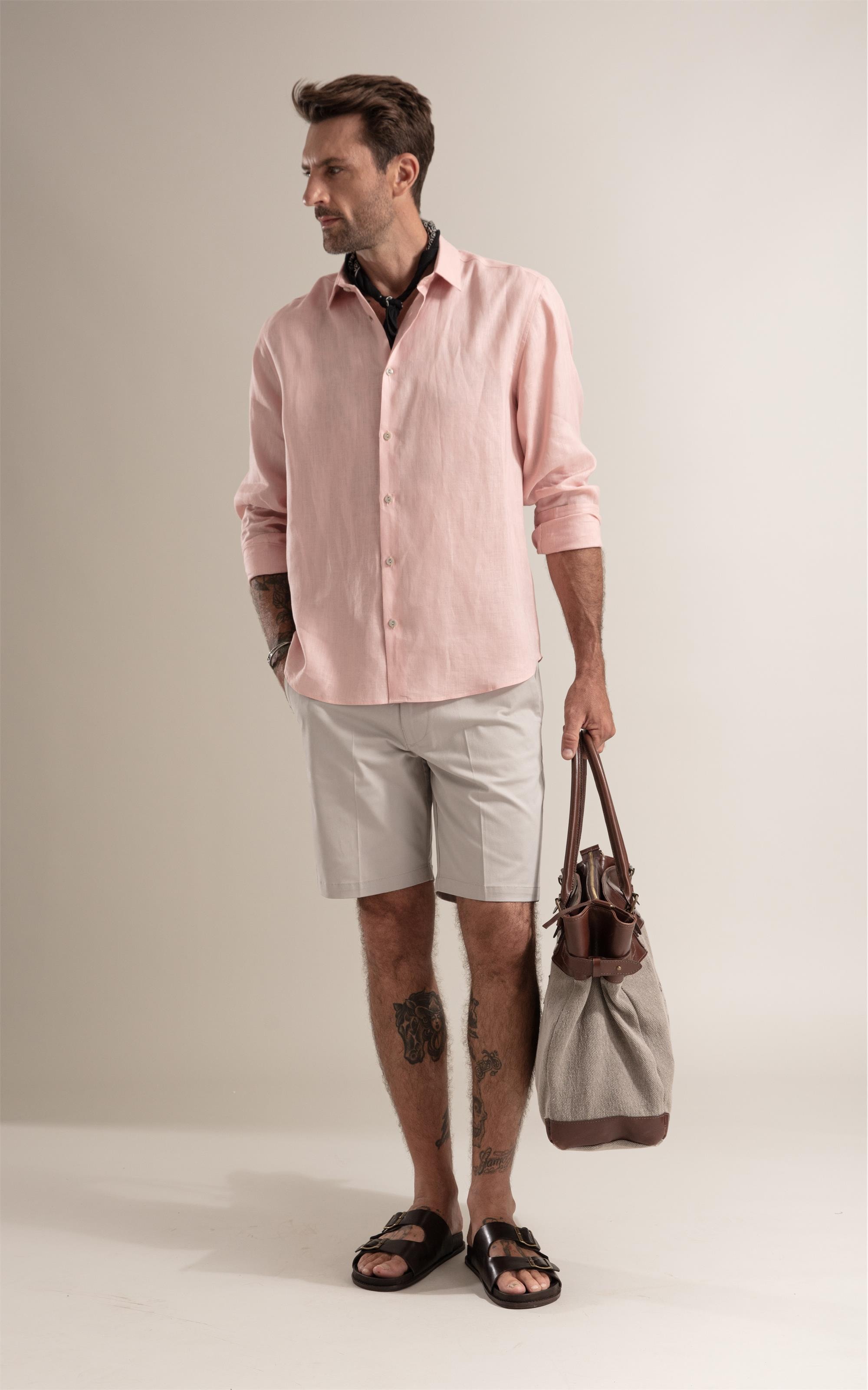 Camisa  Puro Linho Rosa