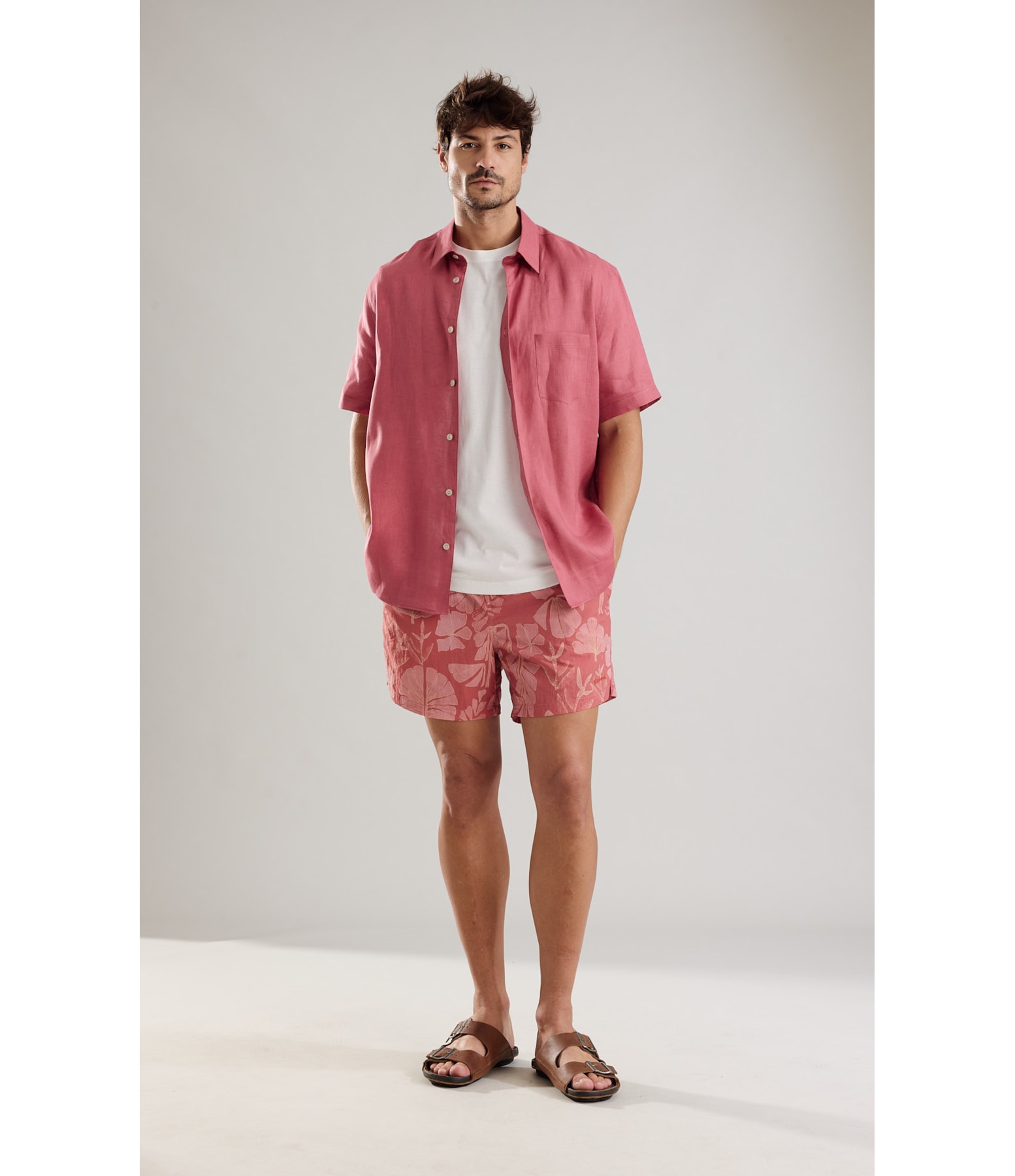 Camisa Puro Linho Rosa Velho
