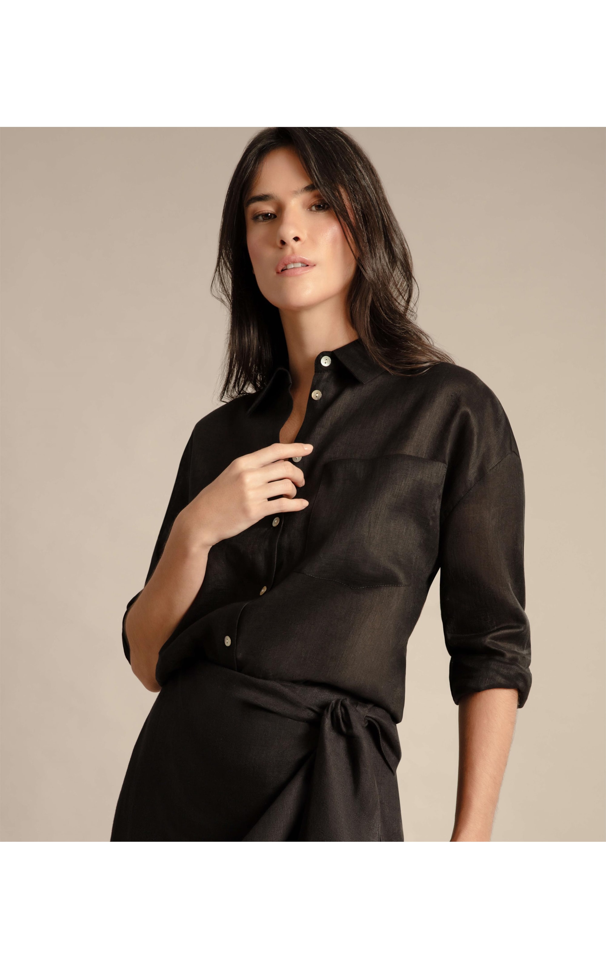 Camisa  Puro Linho  Saori Preto