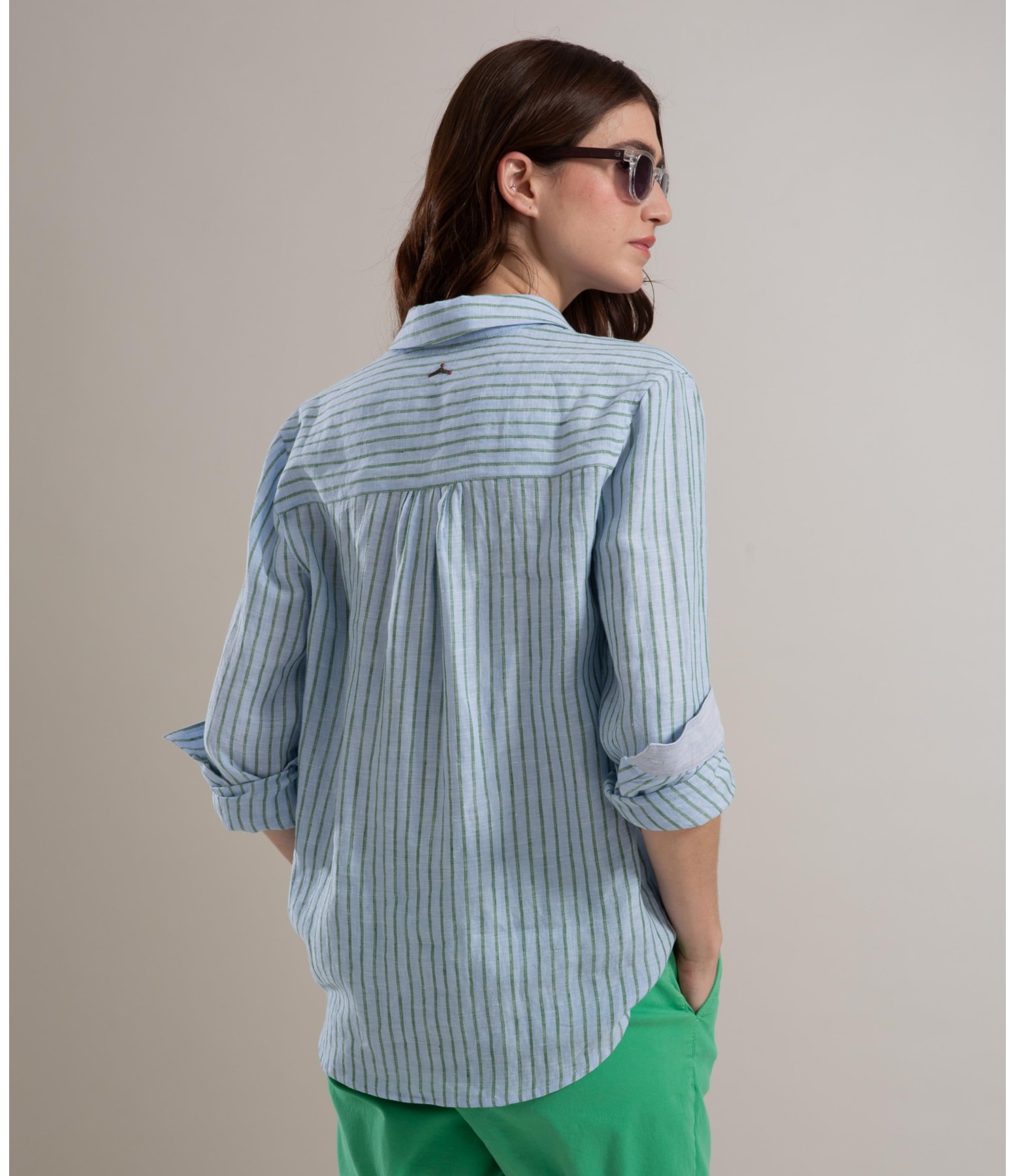 Camisa  Puro Linho Sardenha Stripes Verano Azul Bic