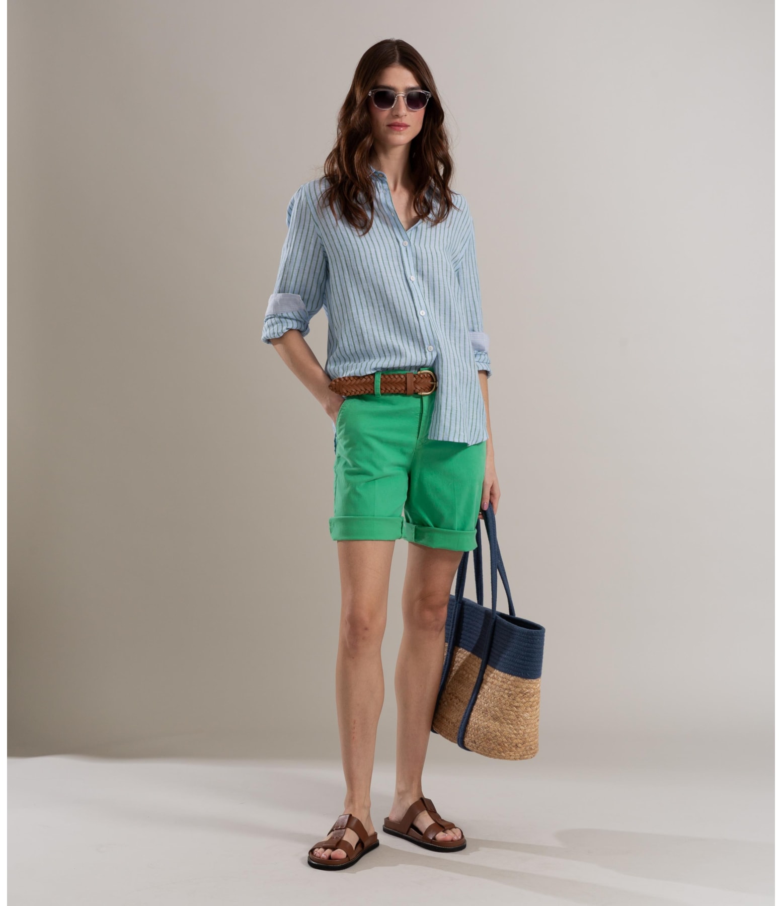 Camisa  Puro Linho Sardenha Stripes Verano Azul Bic