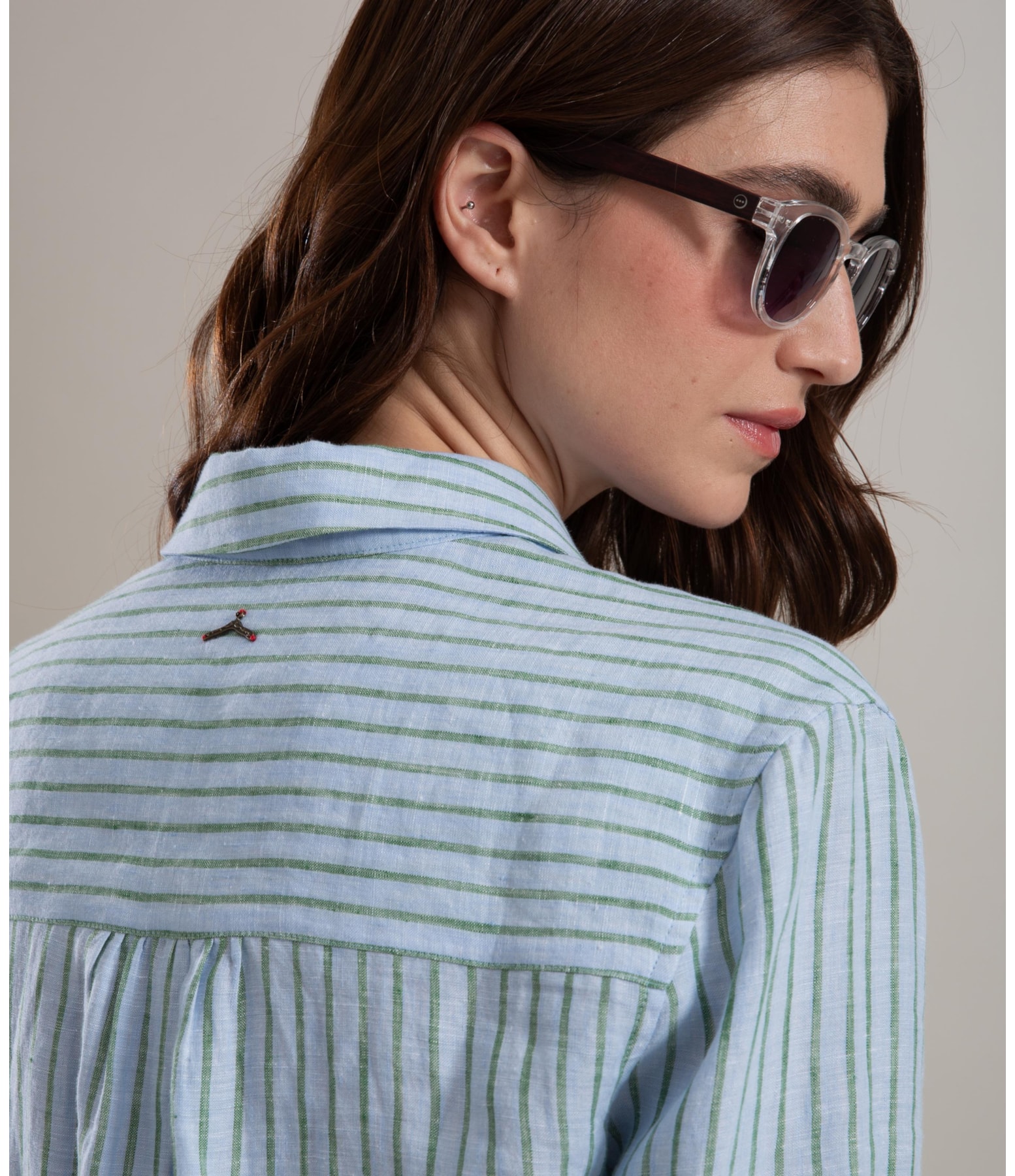 Camisa  Puro Linho Sardenha Stripes Verano Azul Bic