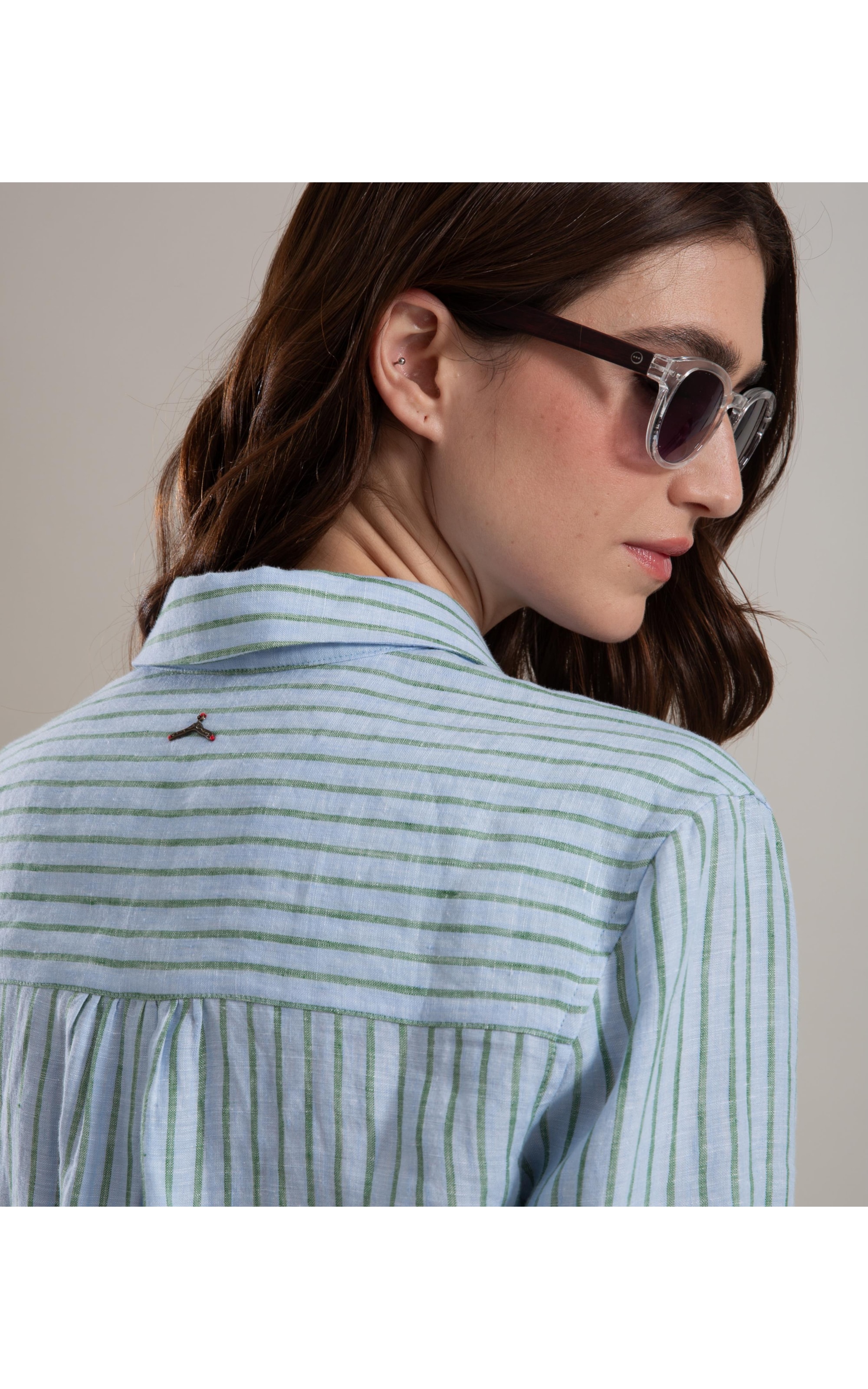 Camisa  Puro Linho Sardenha Stripes Verano Azul Bic