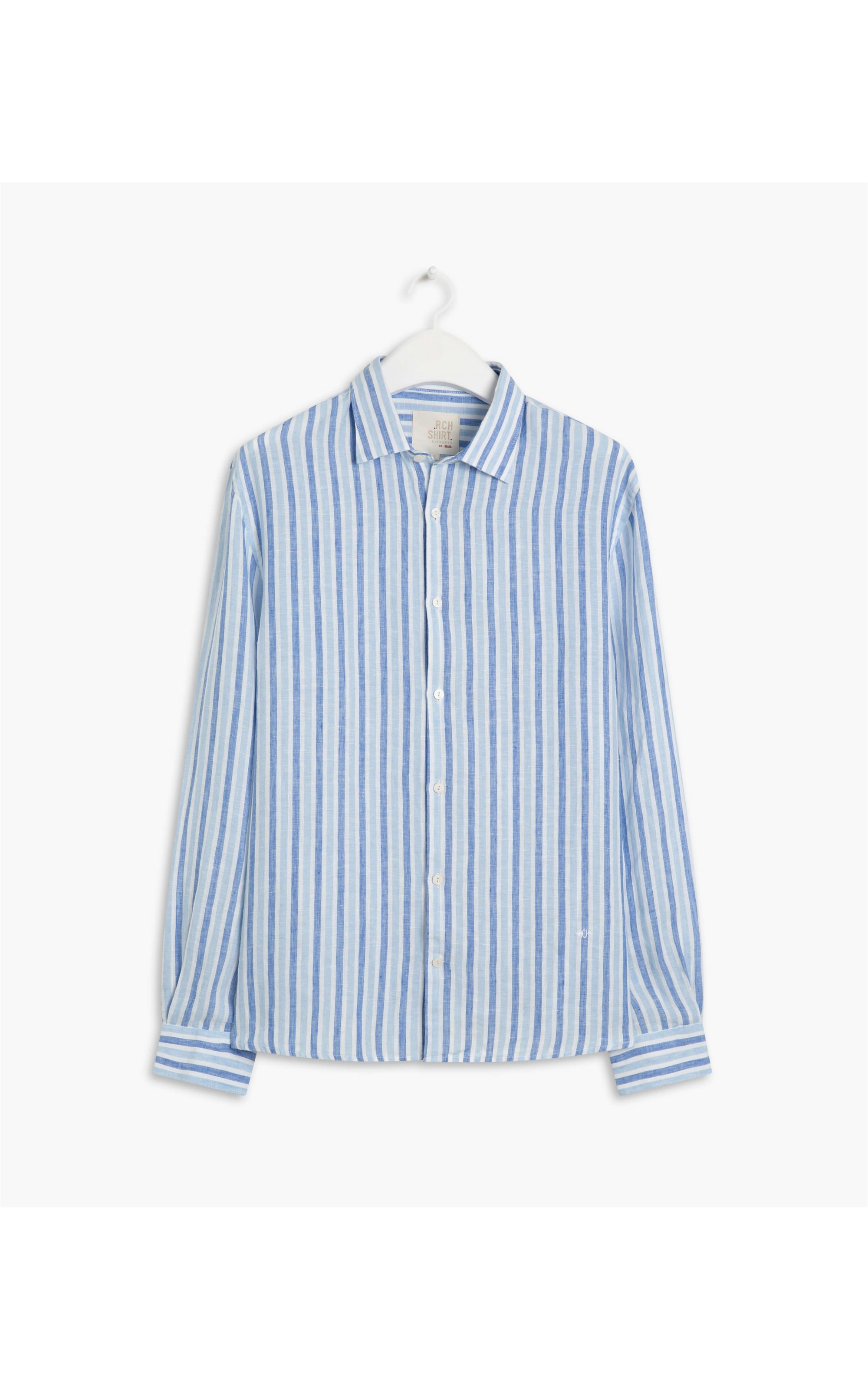 Camisa  Puro Linho Theo  Ml Azul Bic