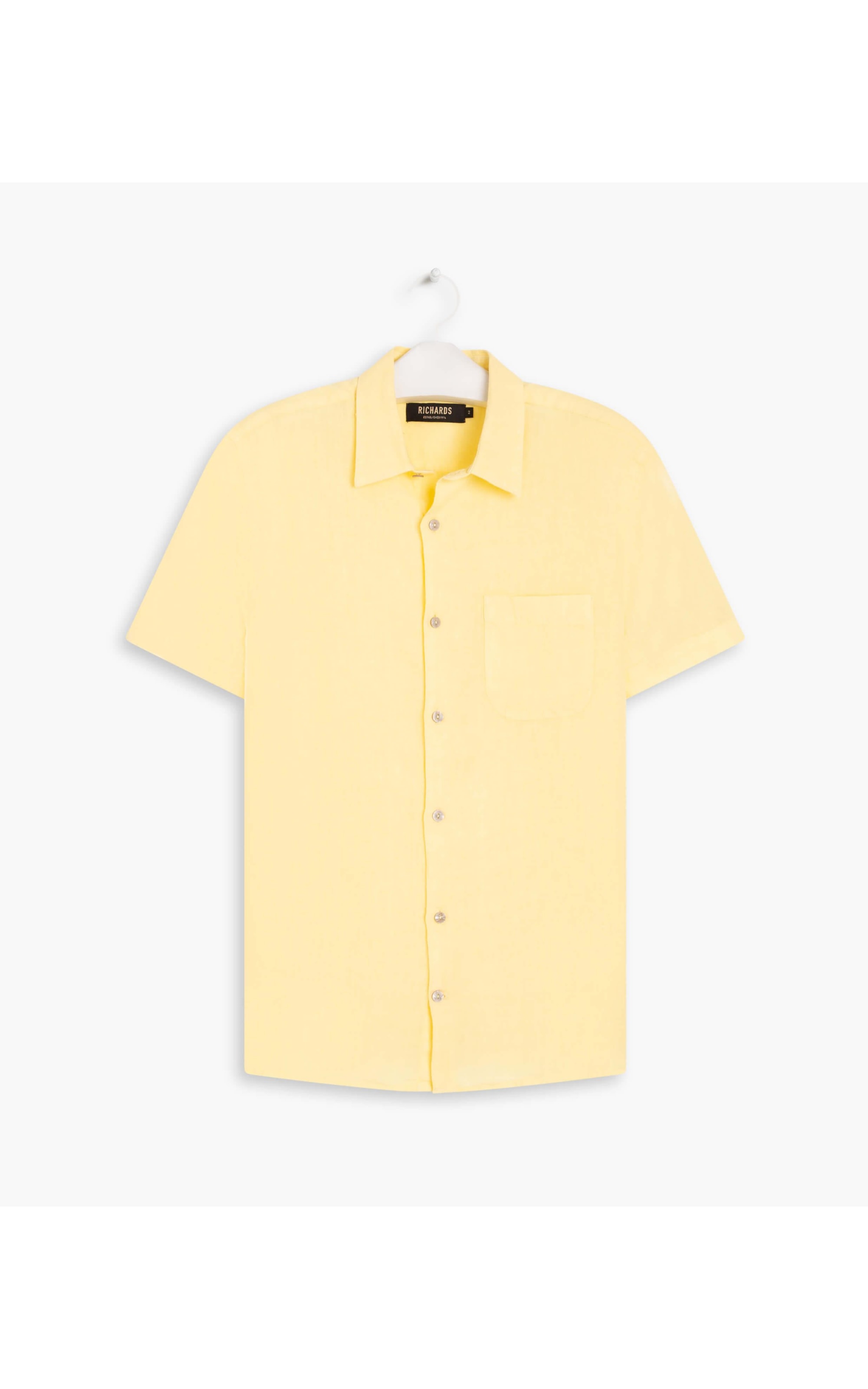 Camisa  Puro Linho  Tinturada Amarelo Claro