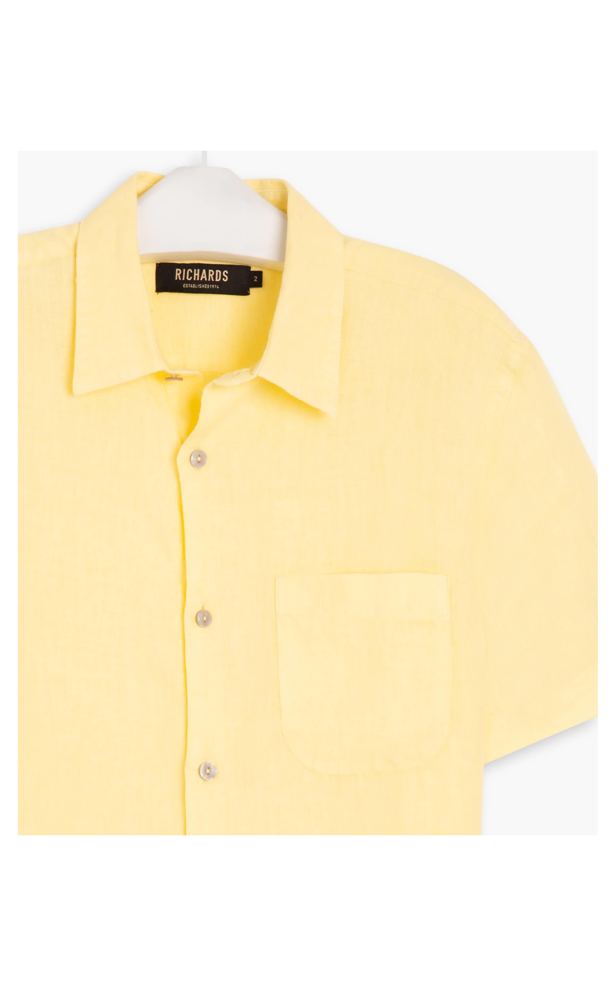 Camisa  Puro Linho  Tinturada Amarelo Claro