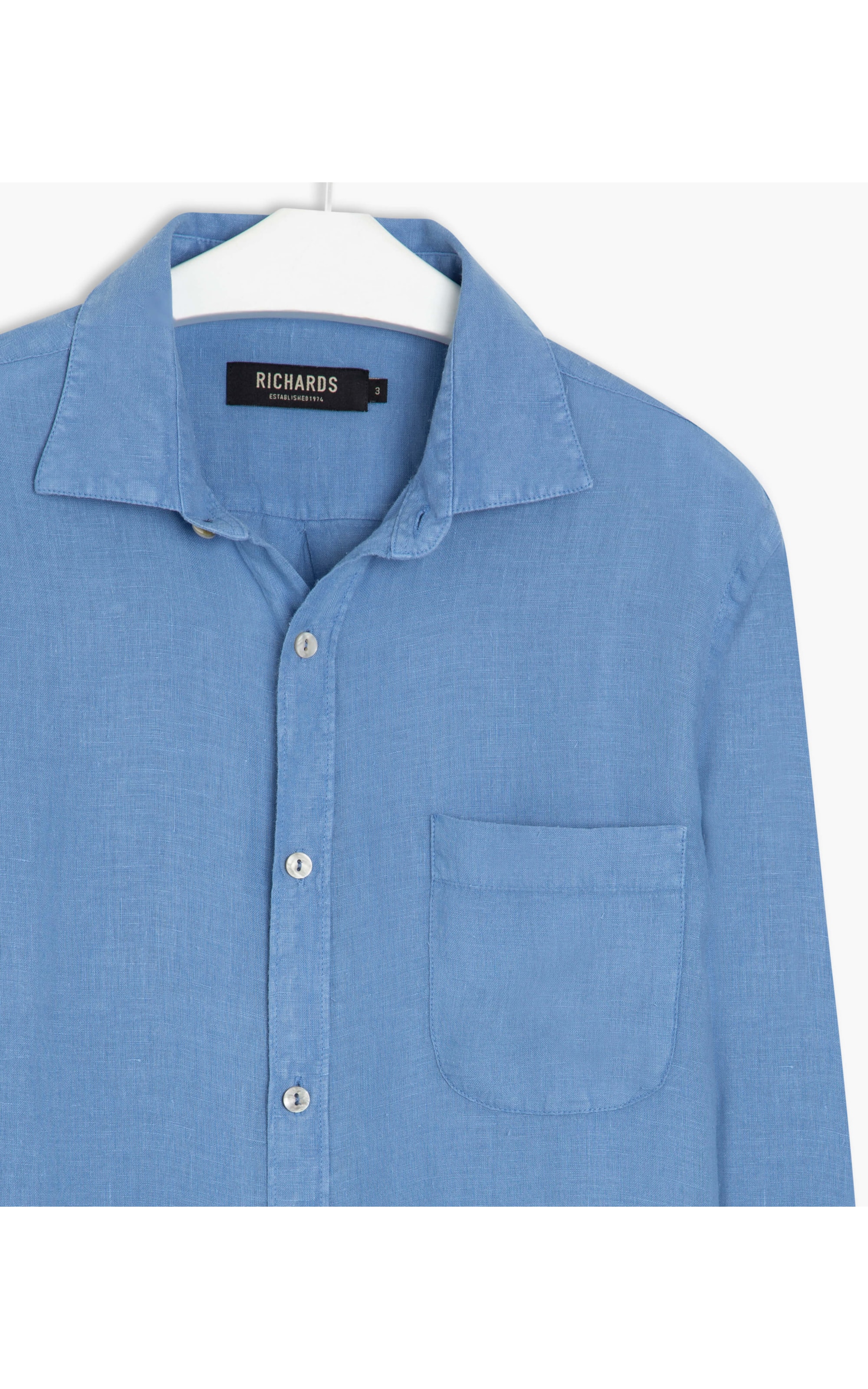 Camisa  Puro Linho  Tinturada Azul Bic