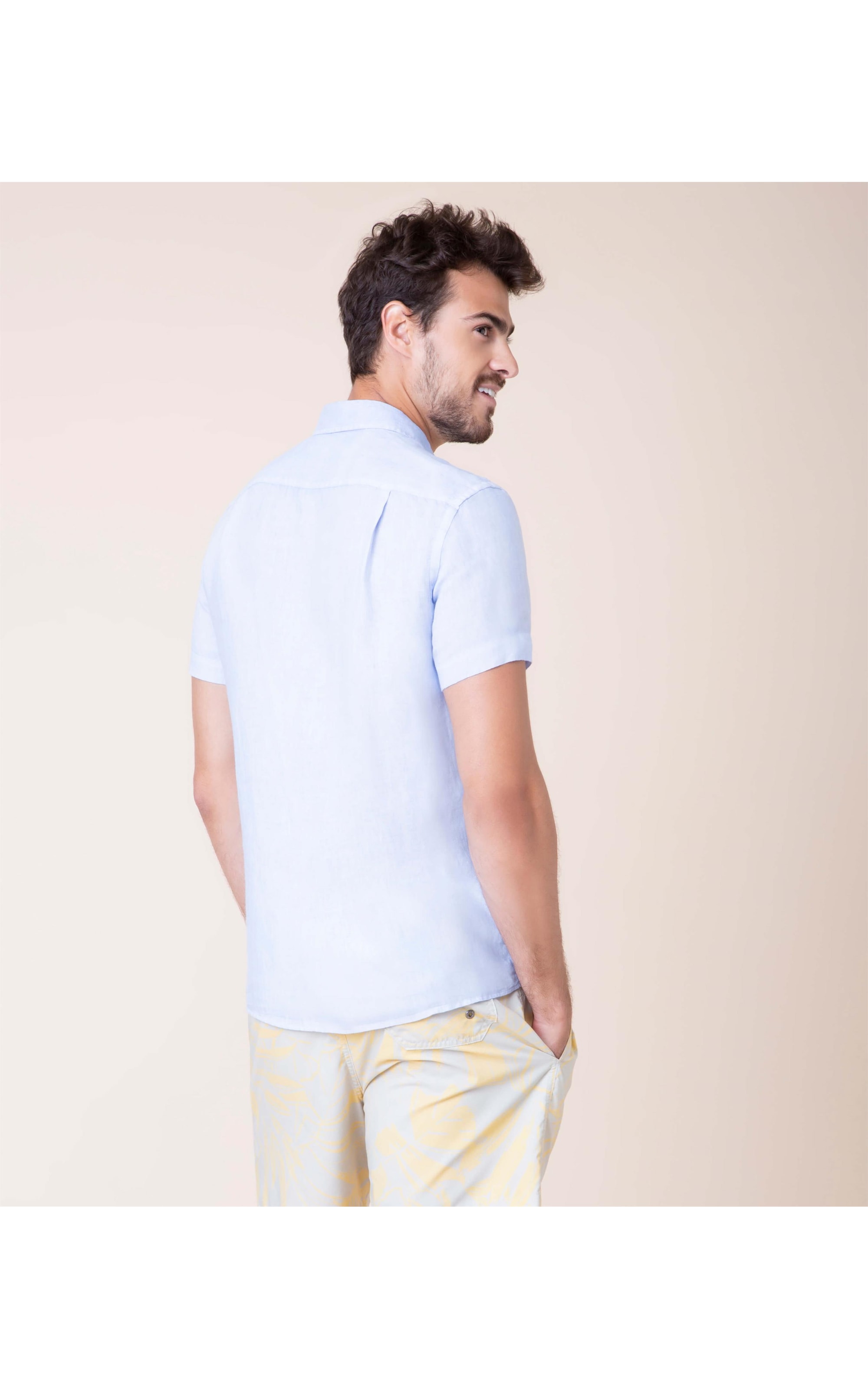 Camisa  Puro Linho  Tinturada Azul Claro