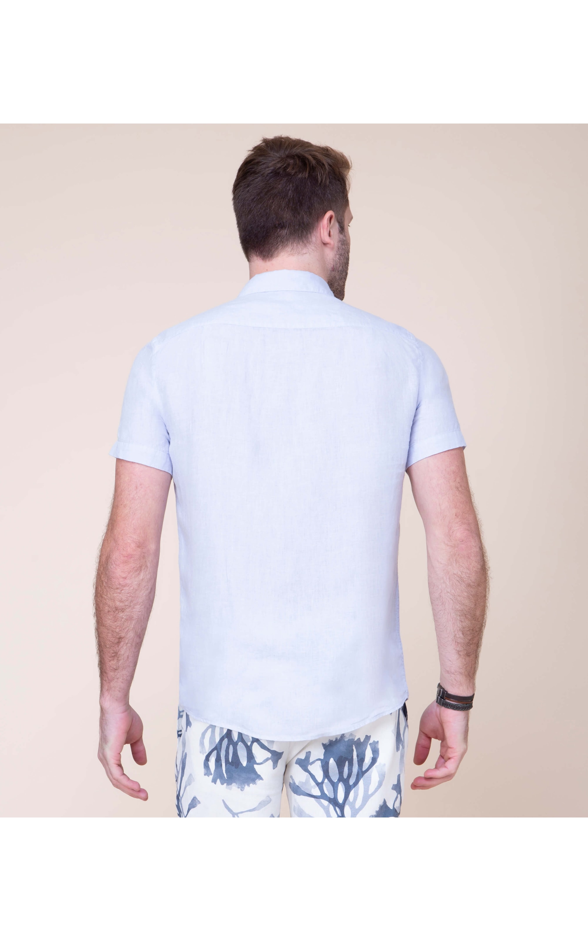 Camisa  Puro Linho  Tinturada Cinza Claro