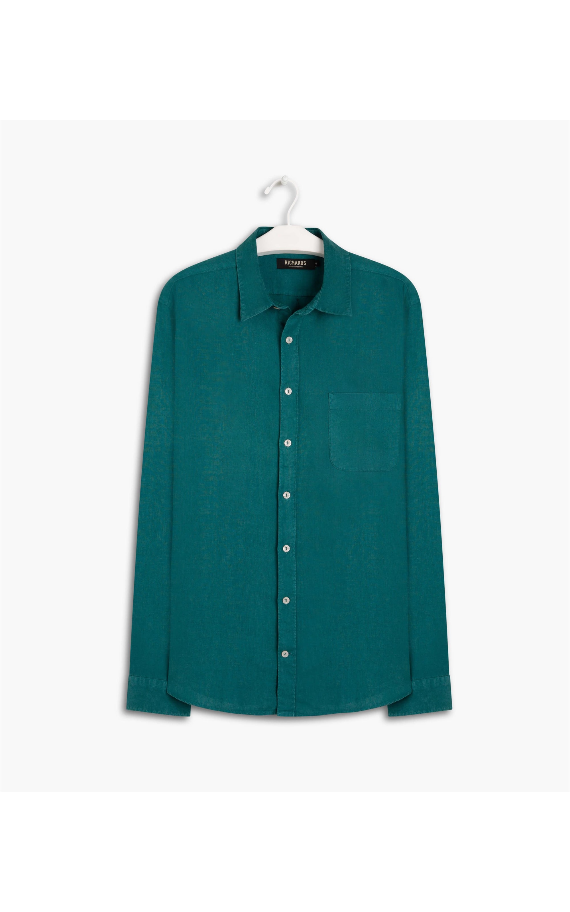 Camisa Puro Linho Tinturada  Lisa Ml Verde Escuro