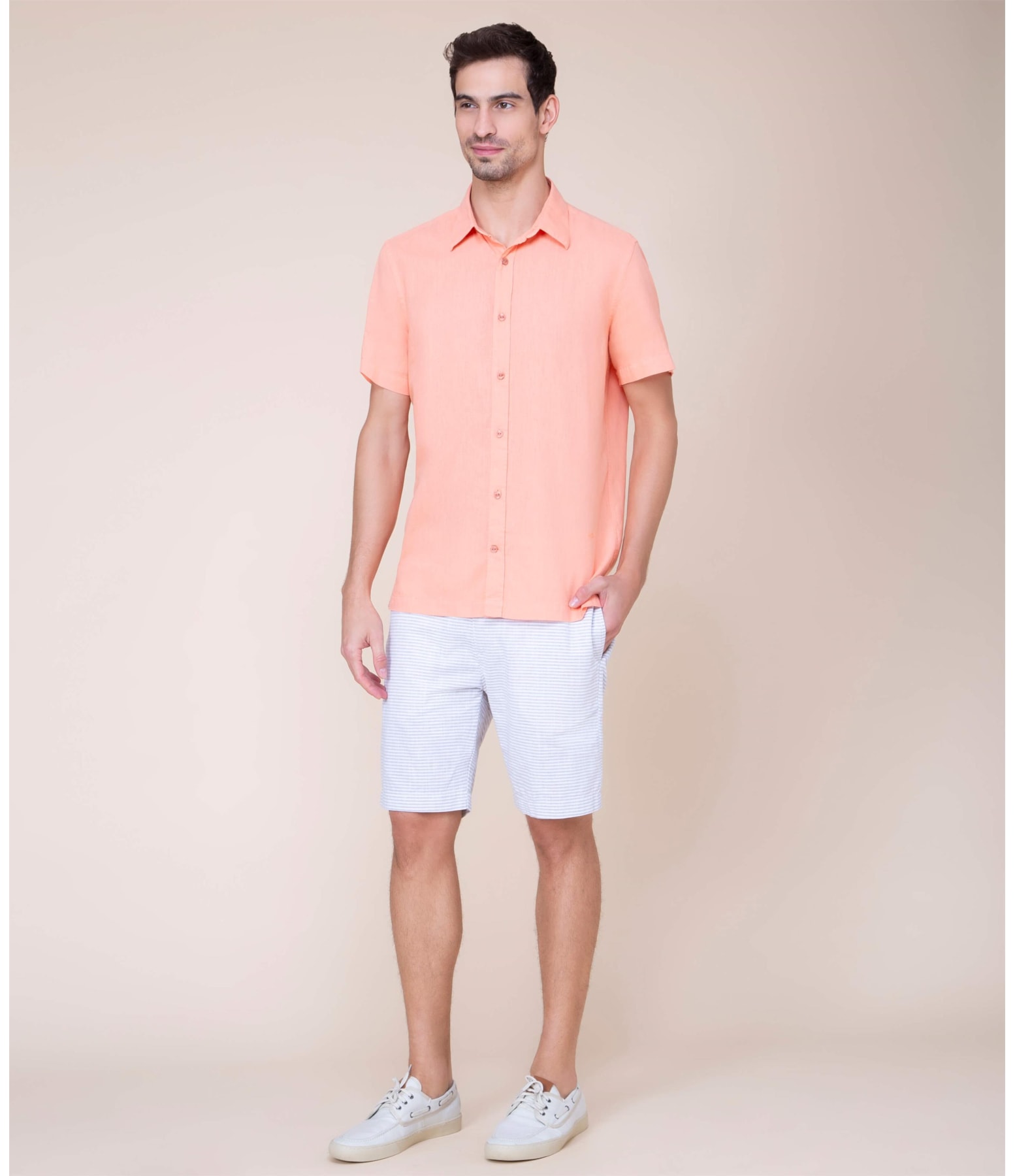 Camisa Puro Linho  Tinturada Melancia