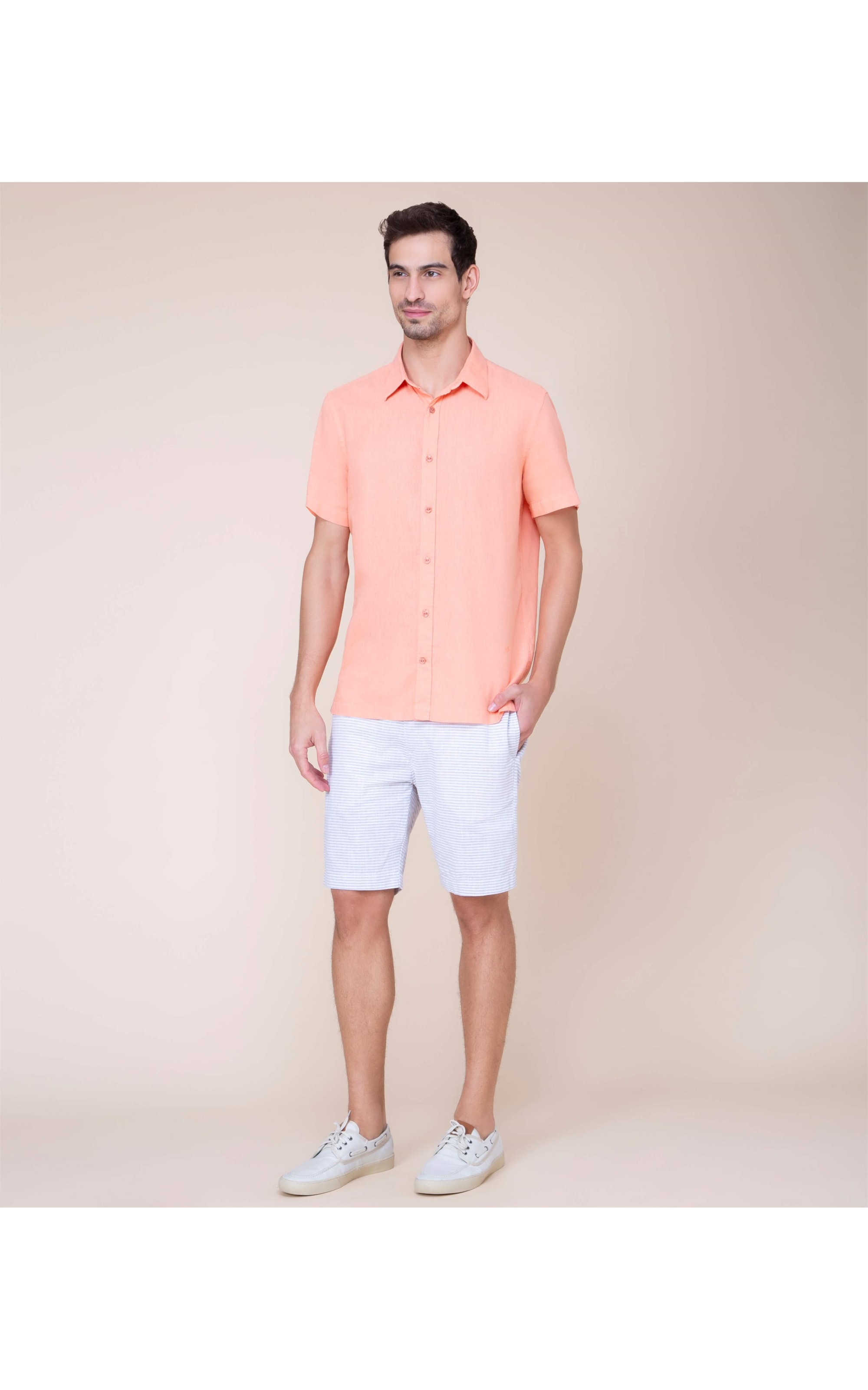 Camisa Puro Linho  Tinturada Melancia
