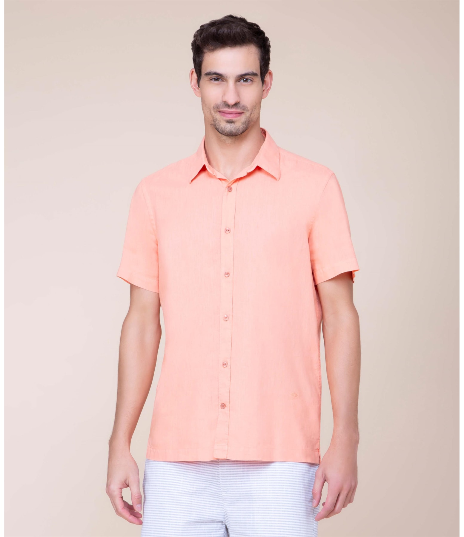 Camisa Puro Linho  Tinturada Melancia