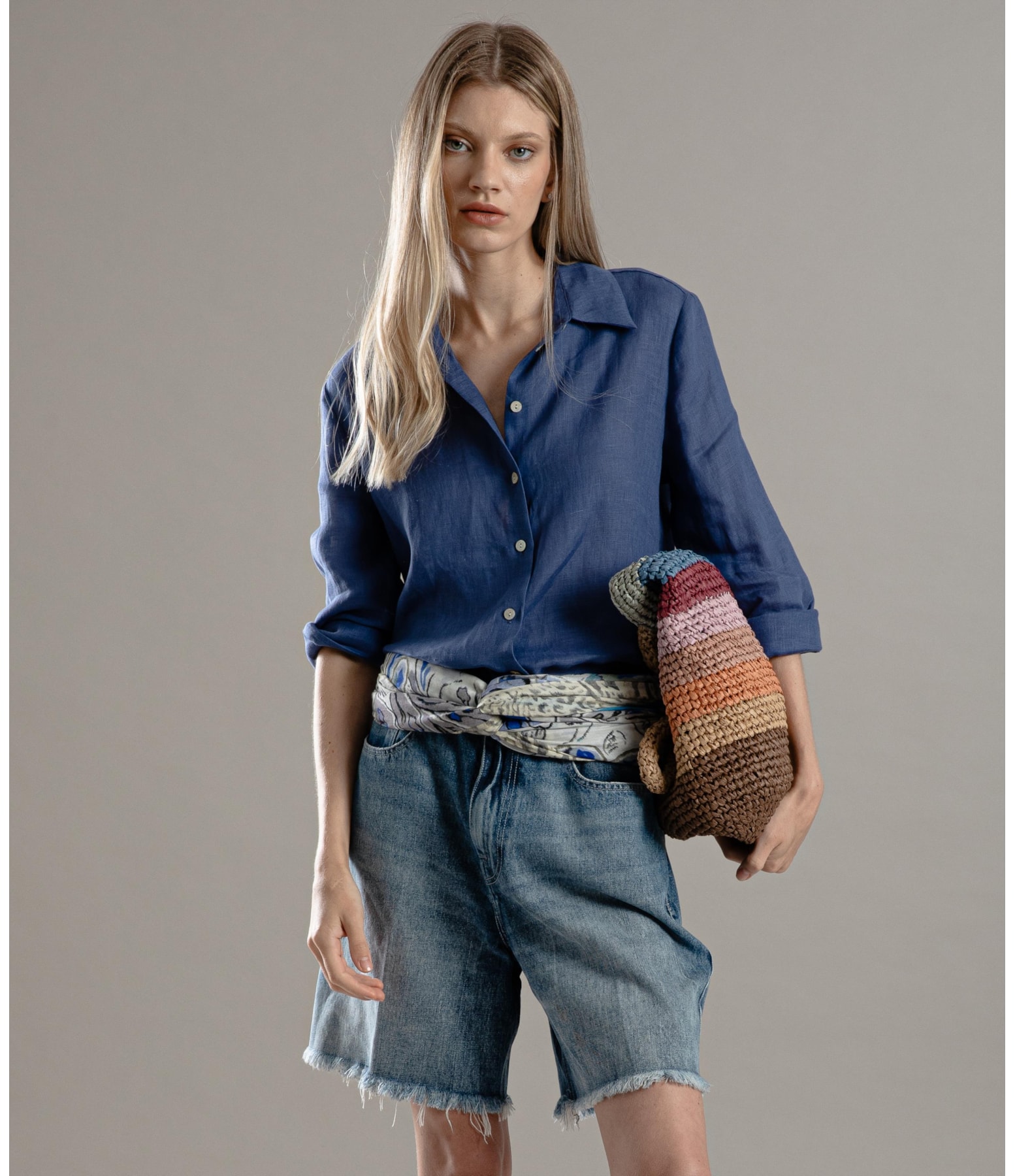 Camisa  Puro Linho Tokio Azul Jeans