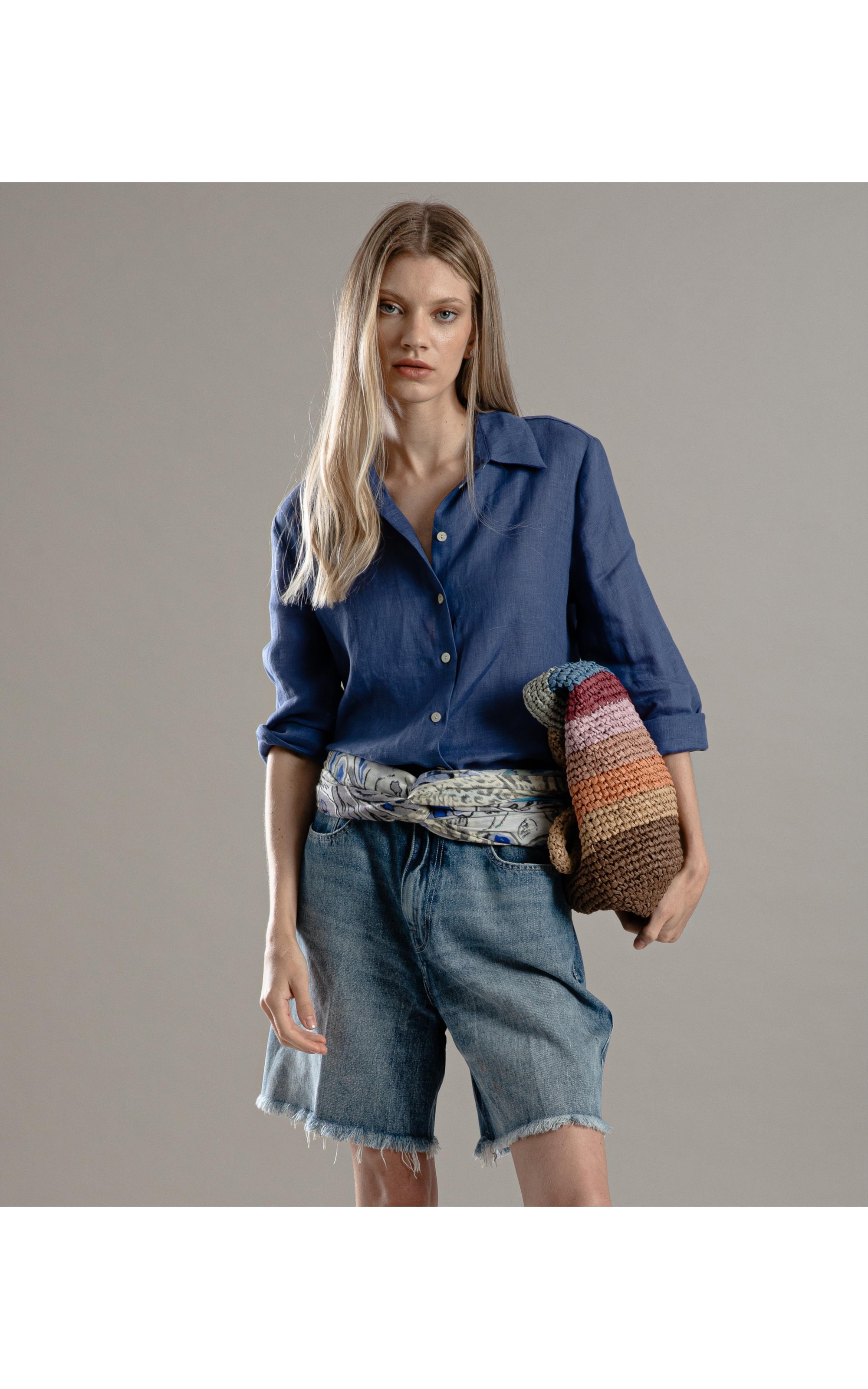 Camisa  Puro Linho Tokio Azul Jeans