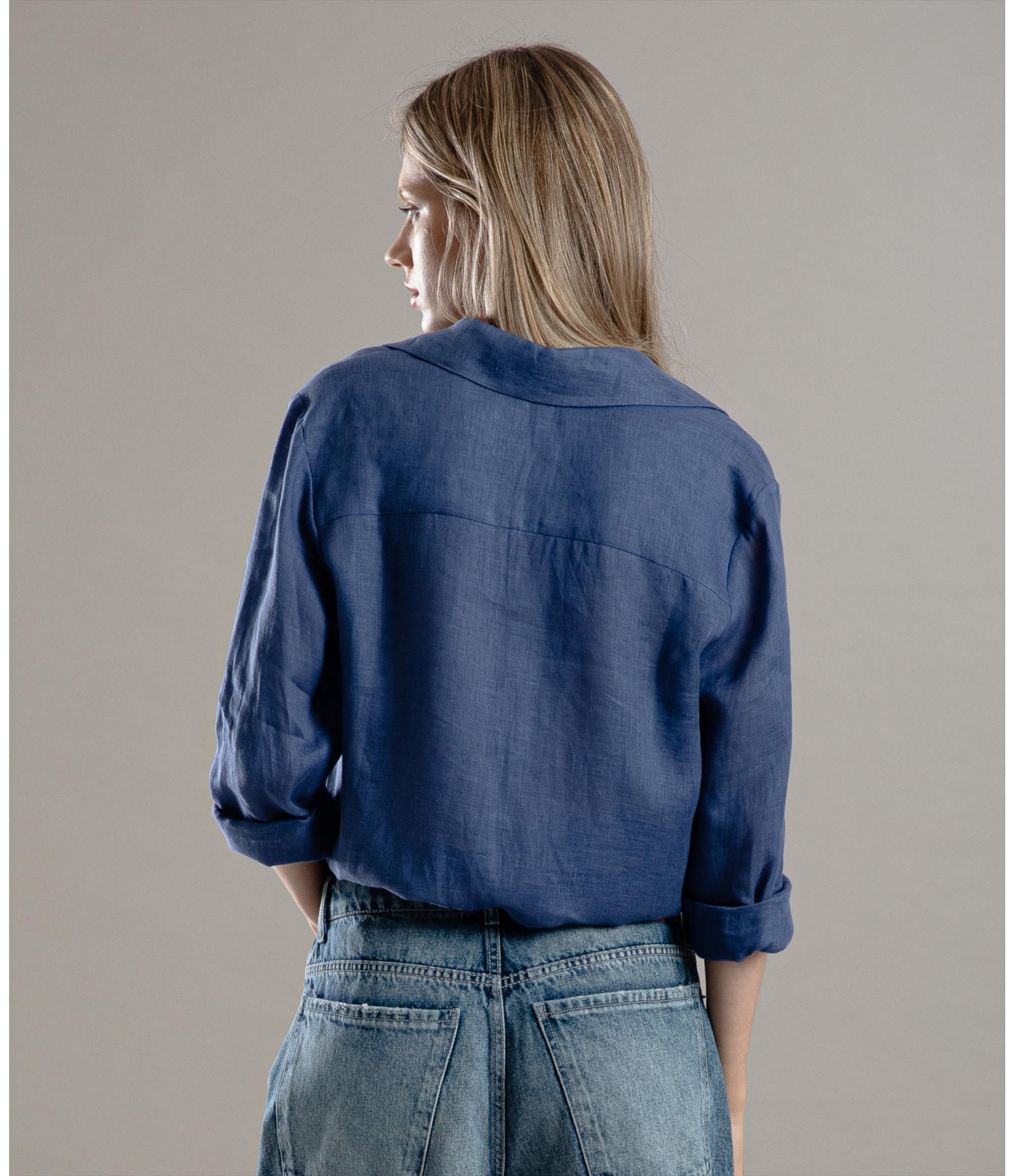 Camisa  Puro Linho Tokio Azul Jeans