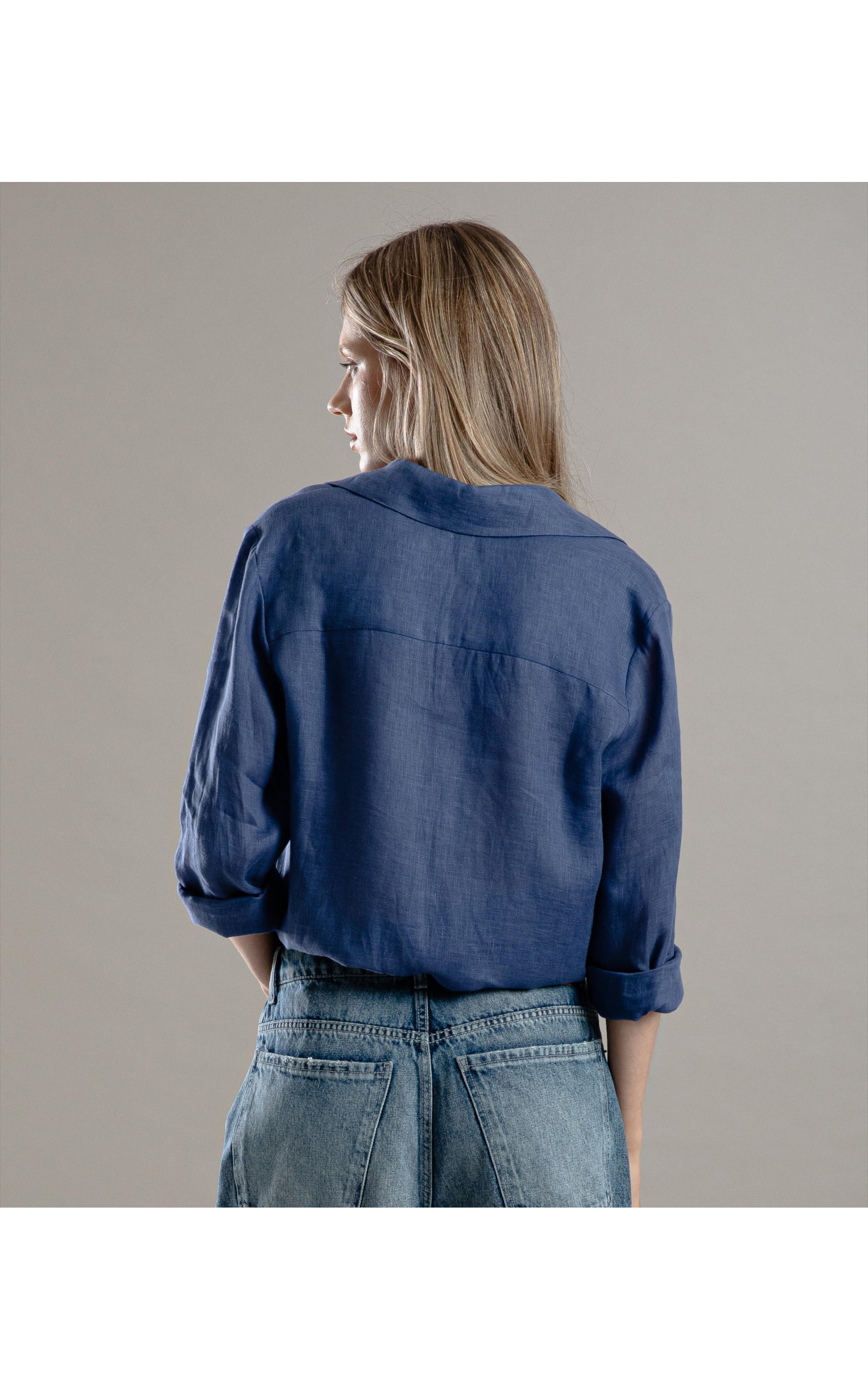 Camisa  Puro Linho Tokio Azul Jeans