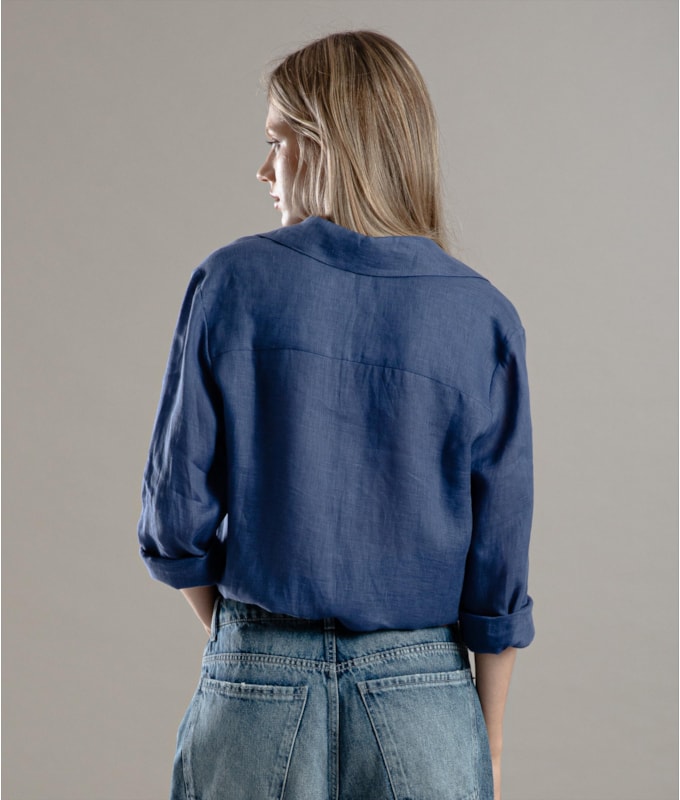 Camisa  Puro Linho Tokio Azul Jeans