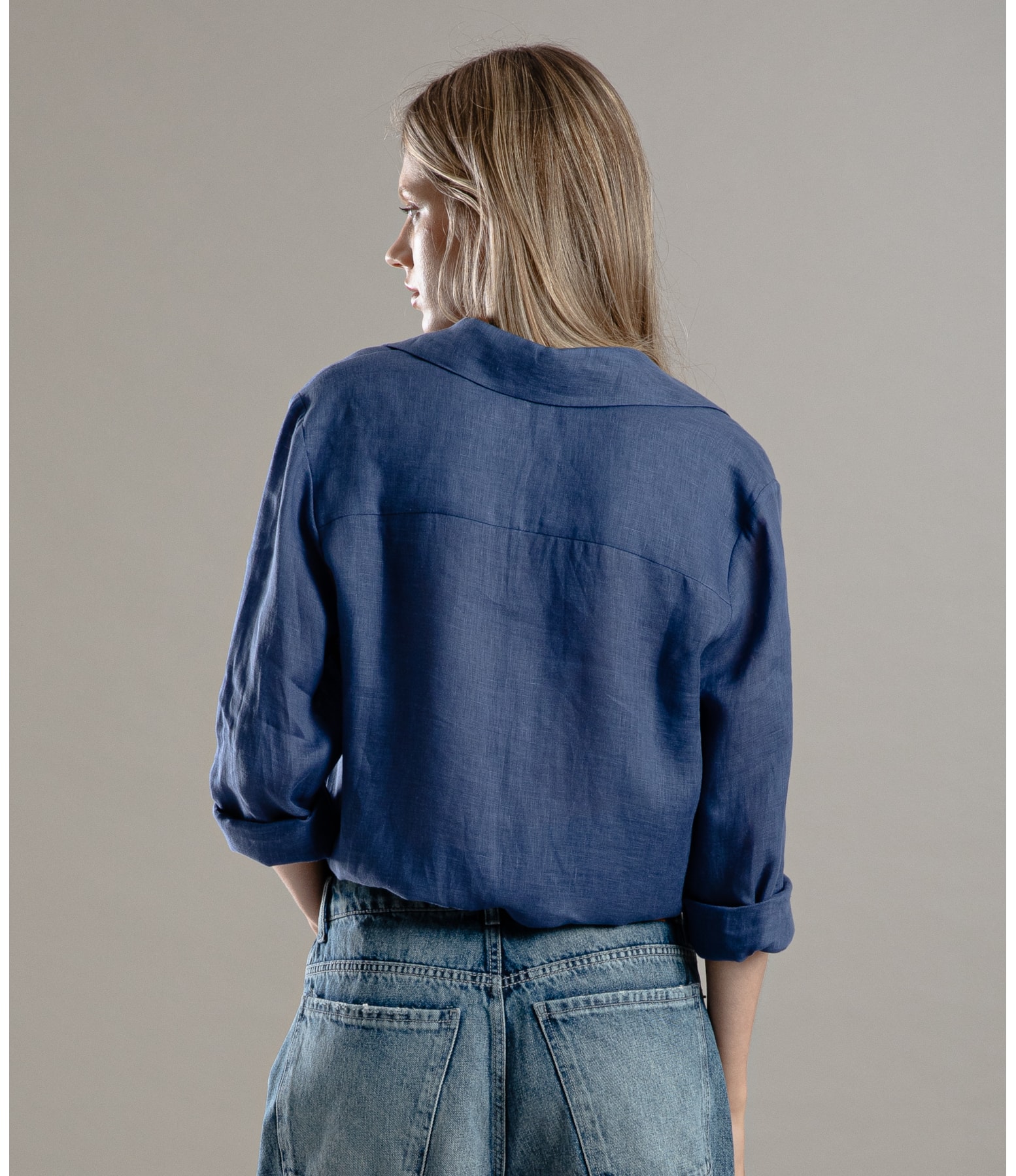 Camisa  Puro Linho Tokio Azul Jeans