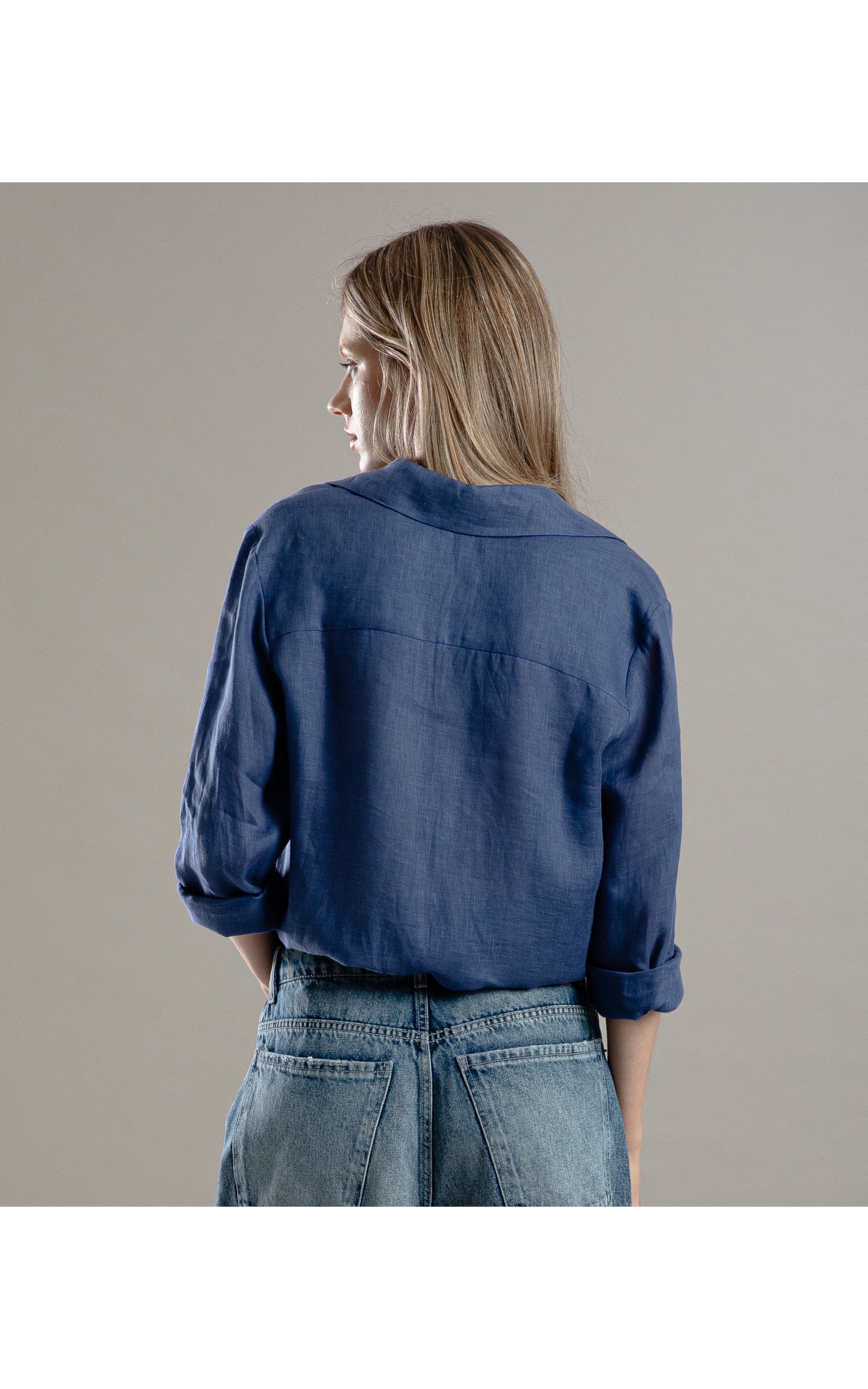 Camisa  Puro Linho Tokio Azul Jeans