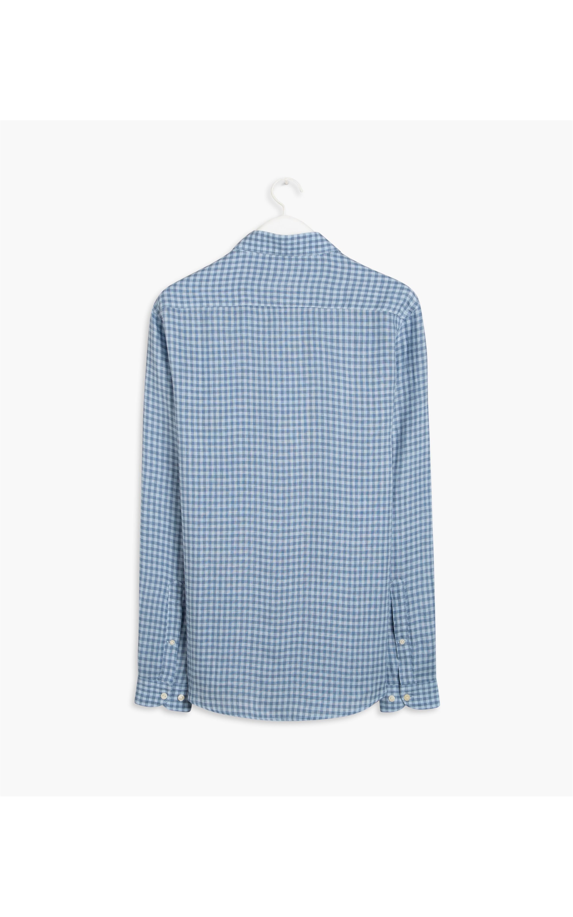 Camisa Puro Linho Tulum Xadrez Ml Azul Cinzentado