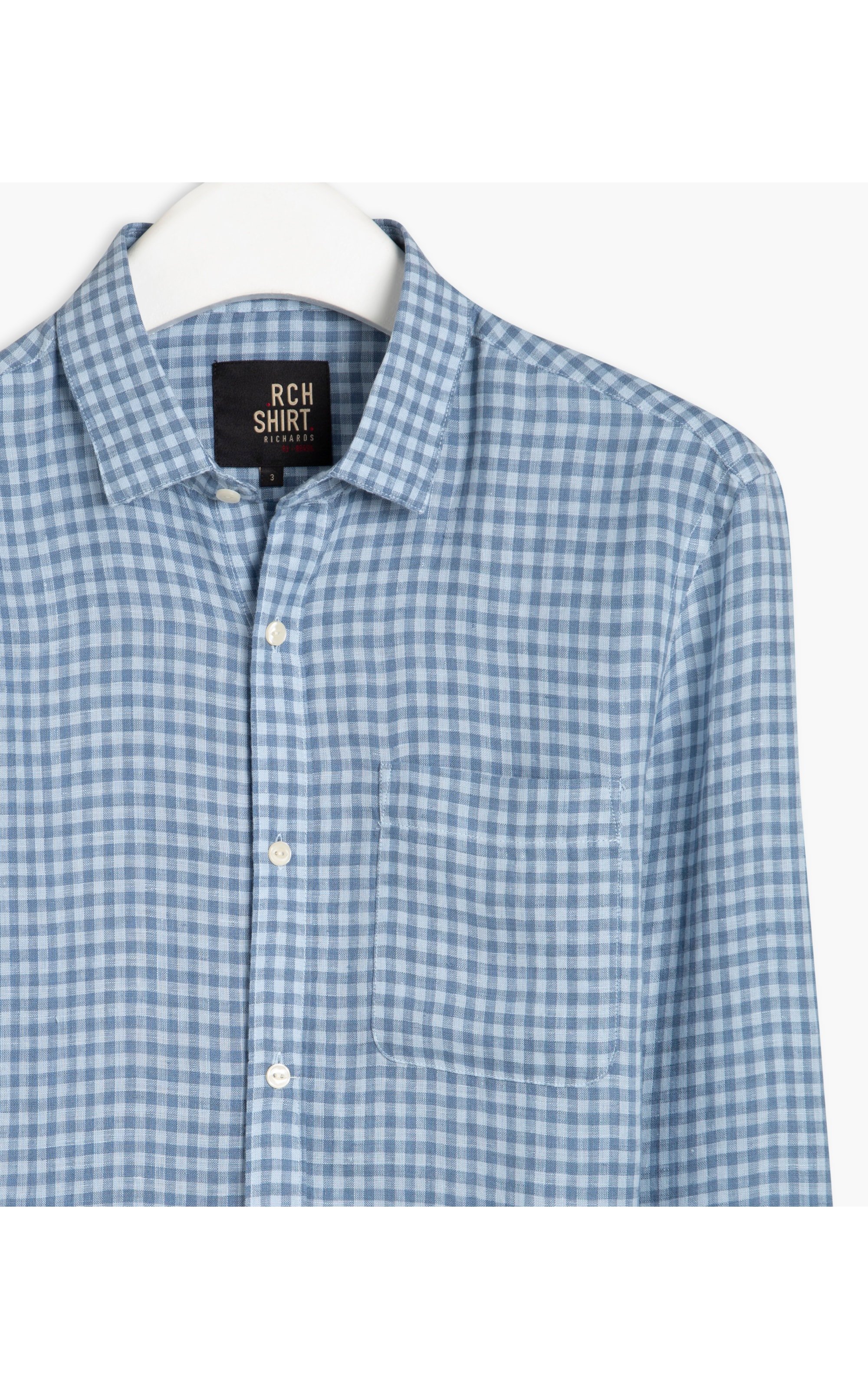 Camisa Puro Linho Tulum Xadrez Ml Azul Cinzentado