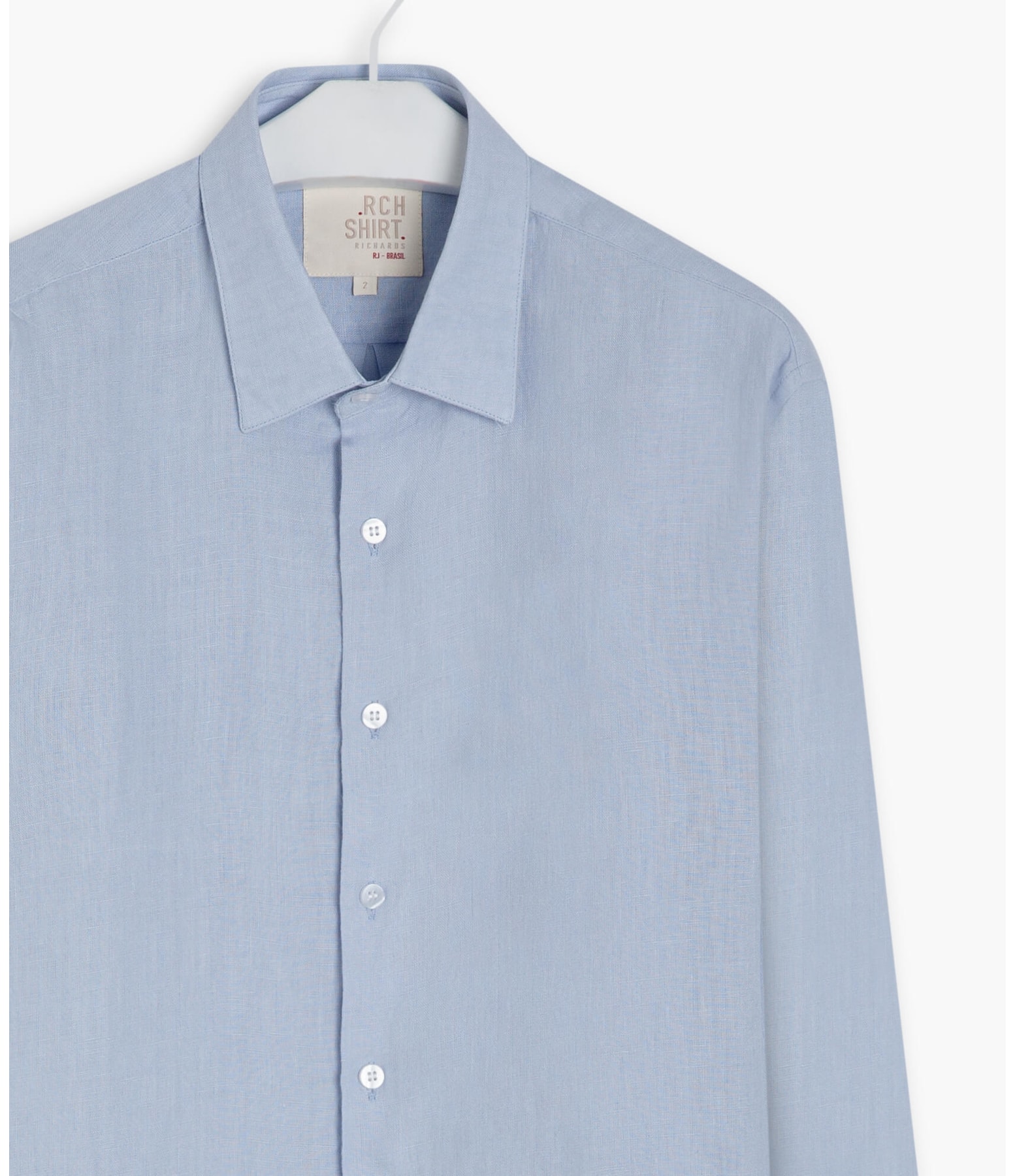 Camisa  Puro Linho  Uni. Azul Chofer
