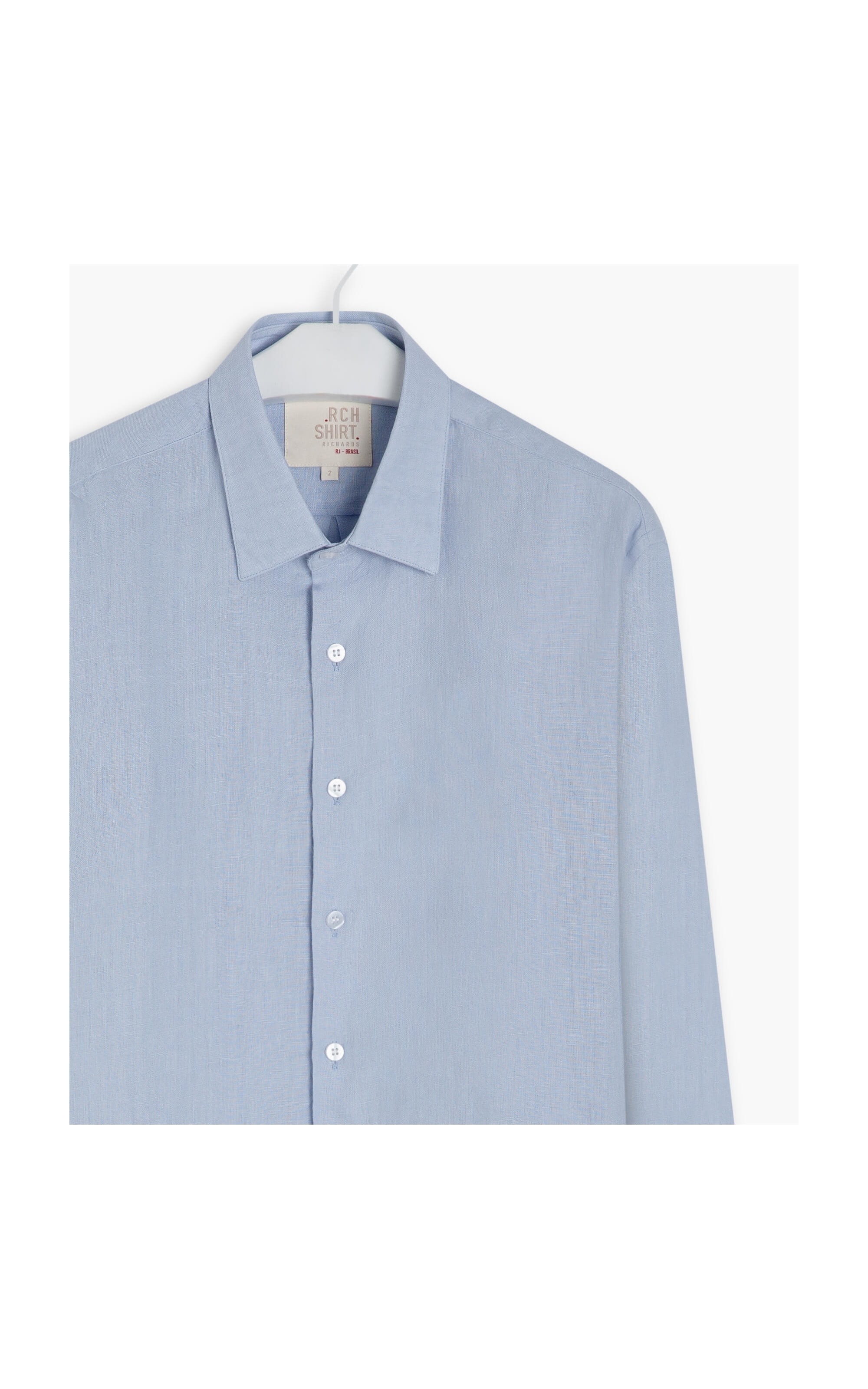 Camisa  Puro Linho  Uni. Azul Chofer