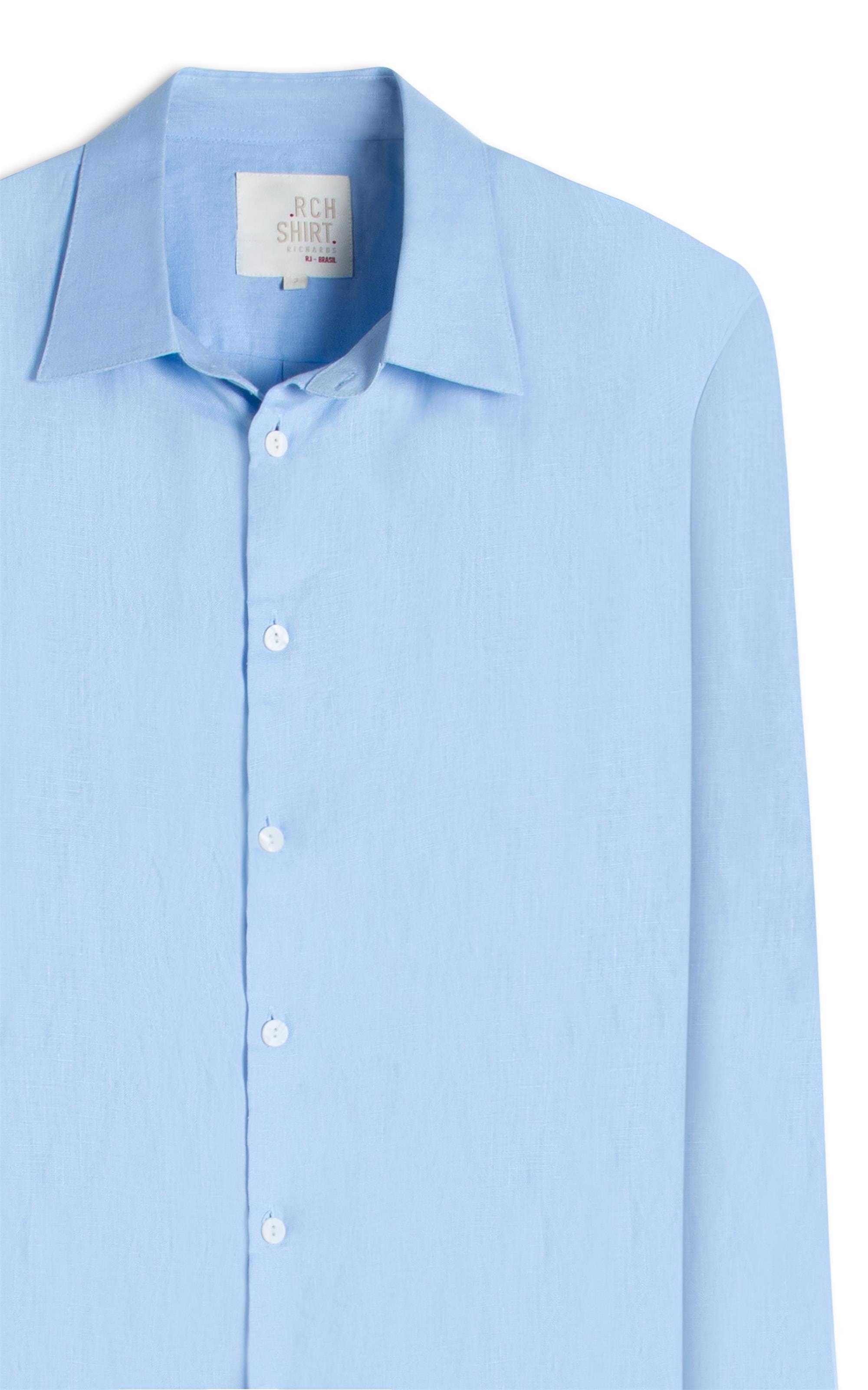 Camisa  Puro Linho  Uni. Azul Claro