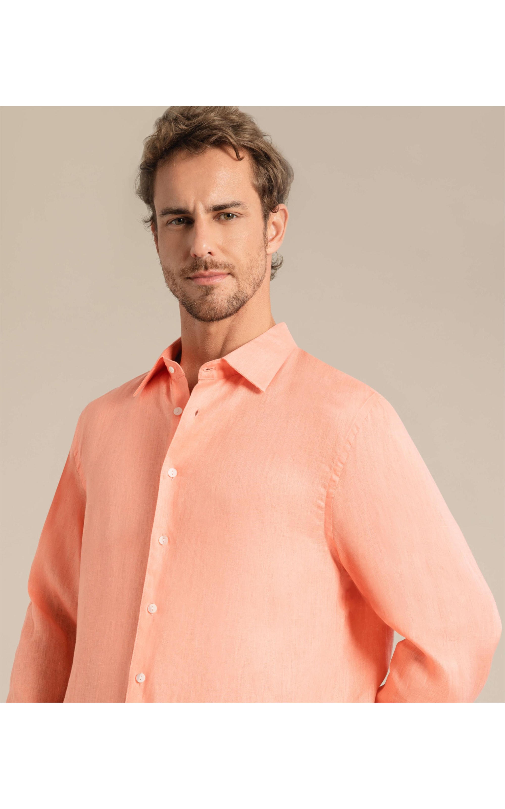 Camisa  Puro Linho  Uni. Goiaba