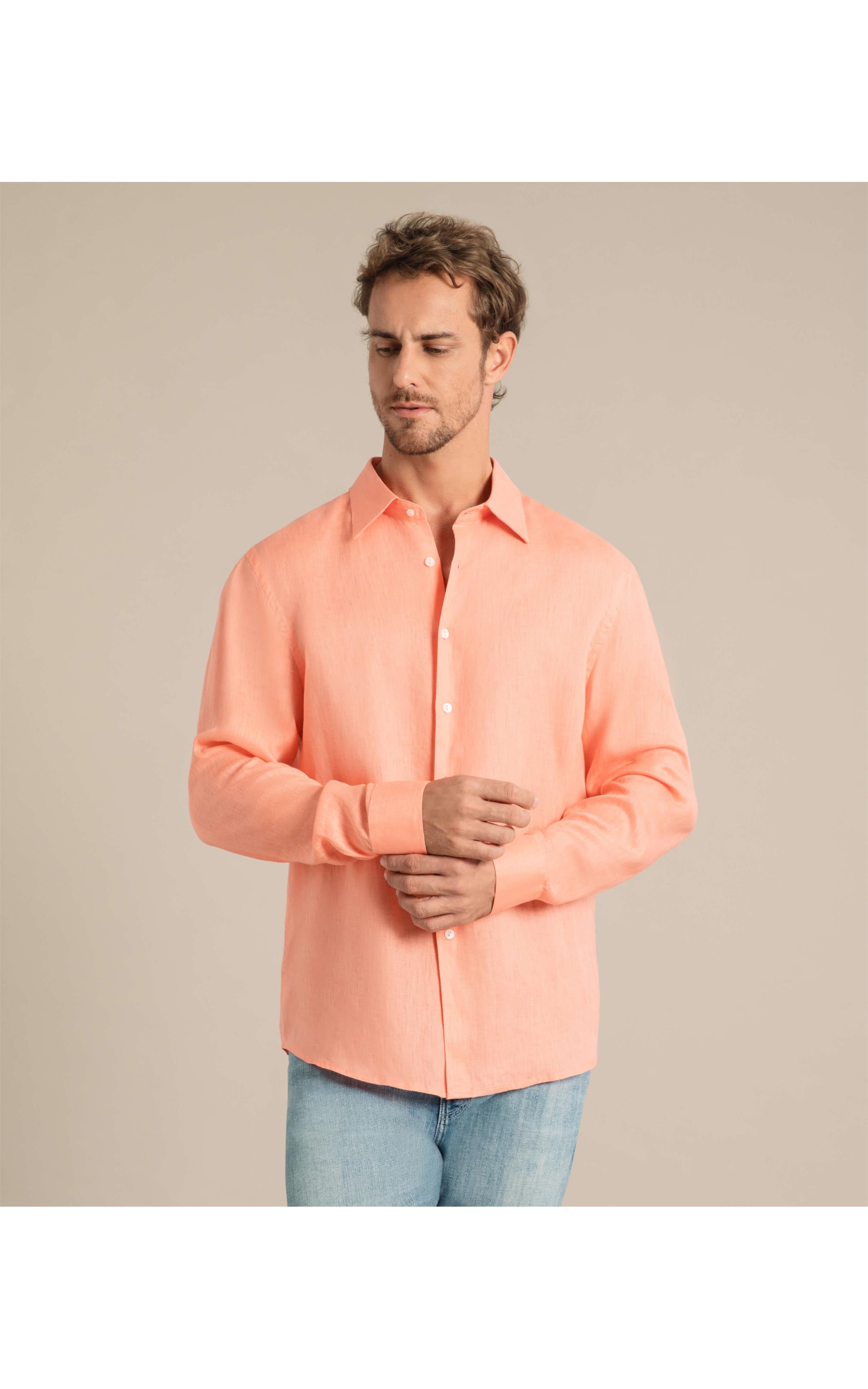 Camisa  Puro Linho  Uni. Goiaba