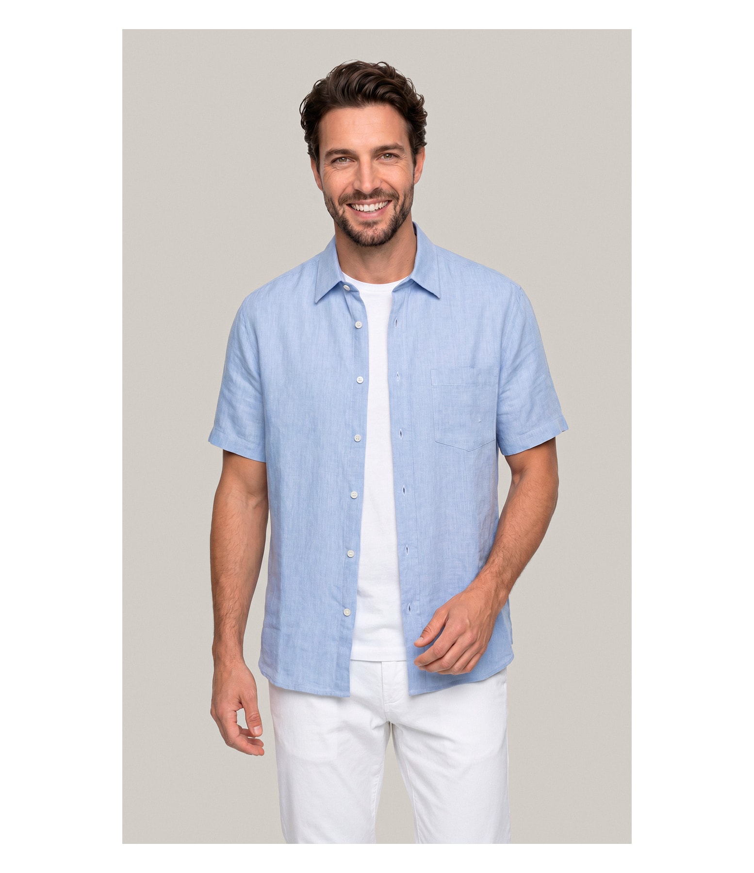 Camisa  Puro Linho  Uni Mc Azul