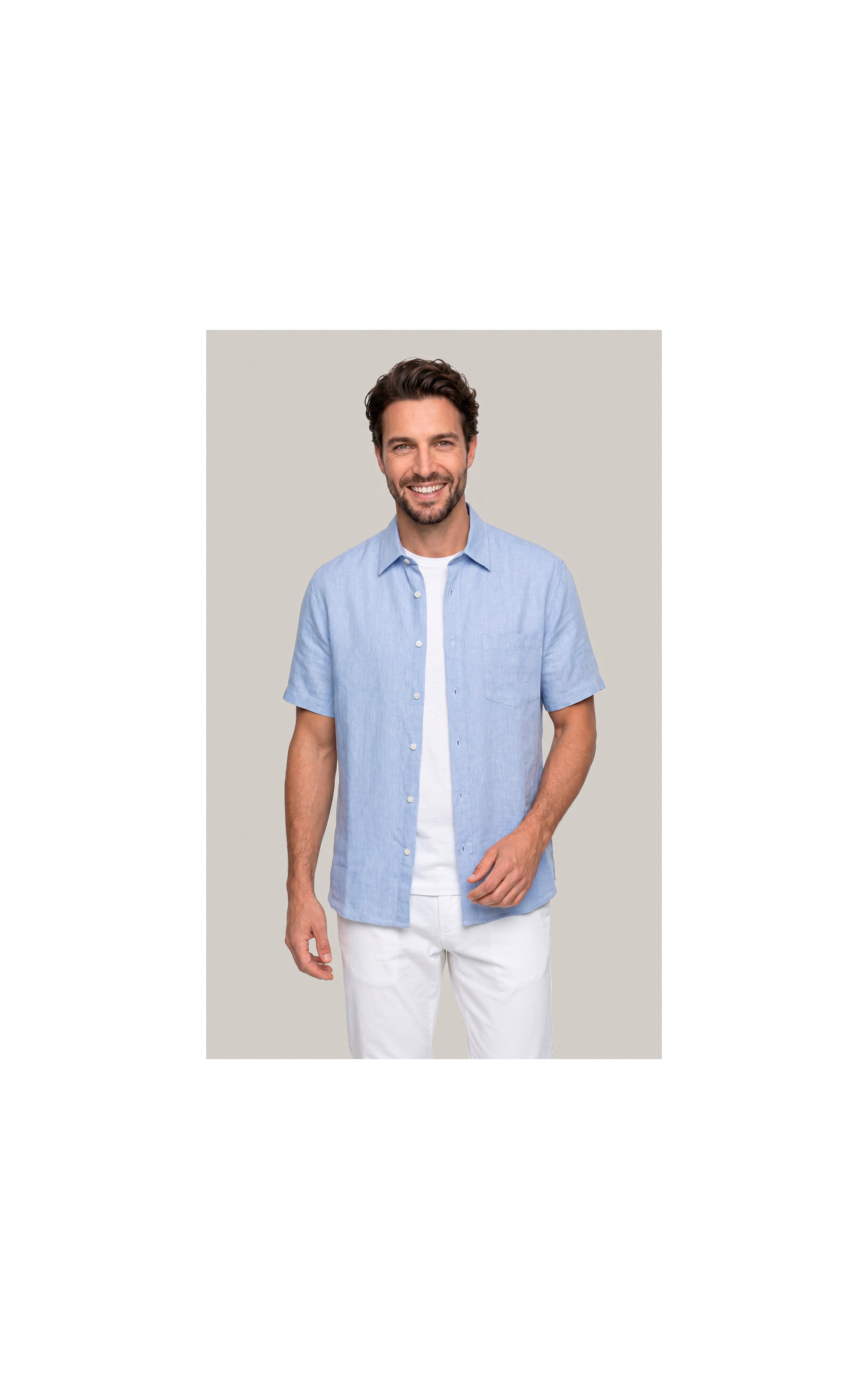 Camisa  Puro Linho  Uni Mc Azul